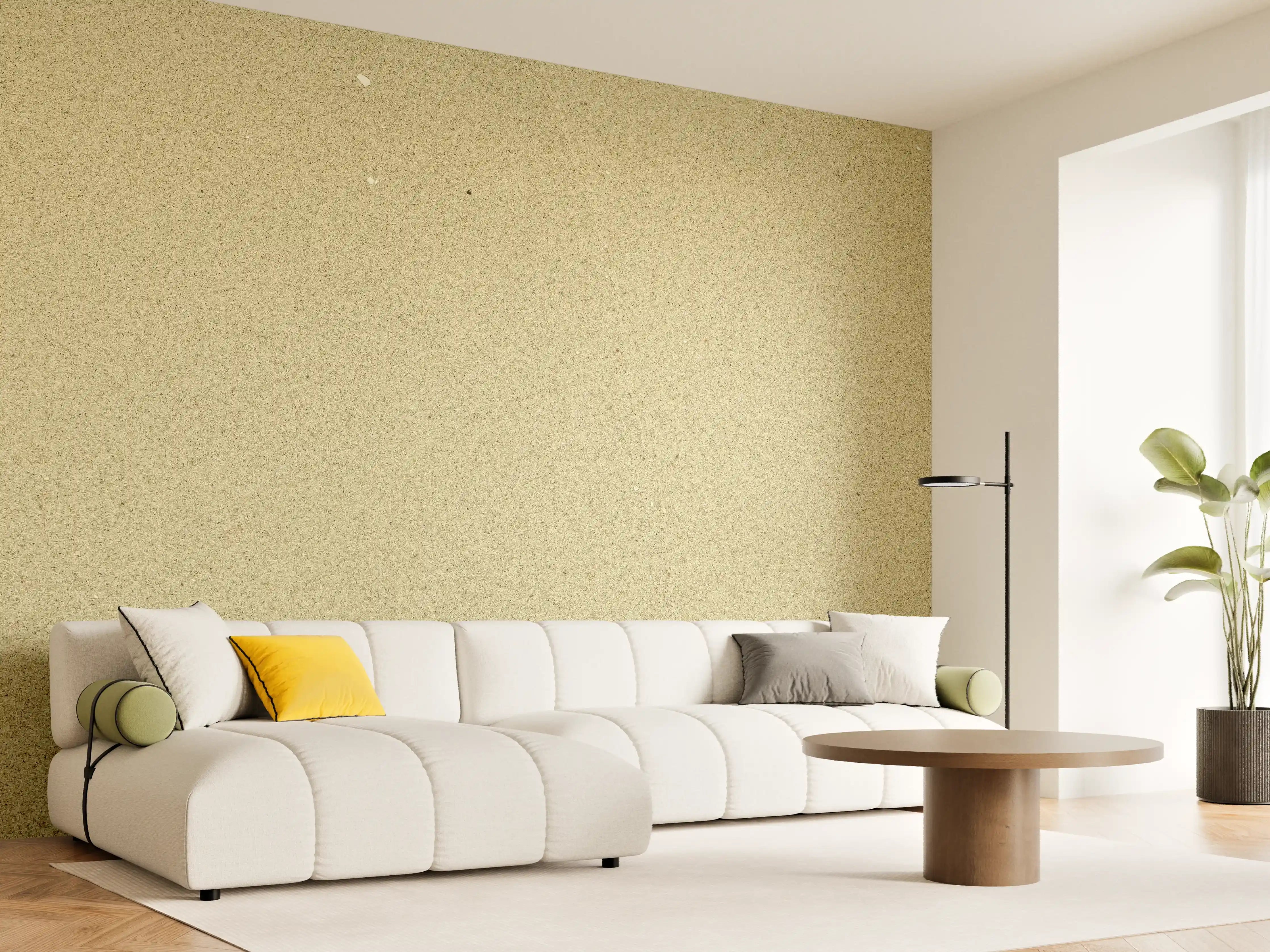 Wandverkleidung Wohnzimmer - Natürliches Image in hellen Tönen
