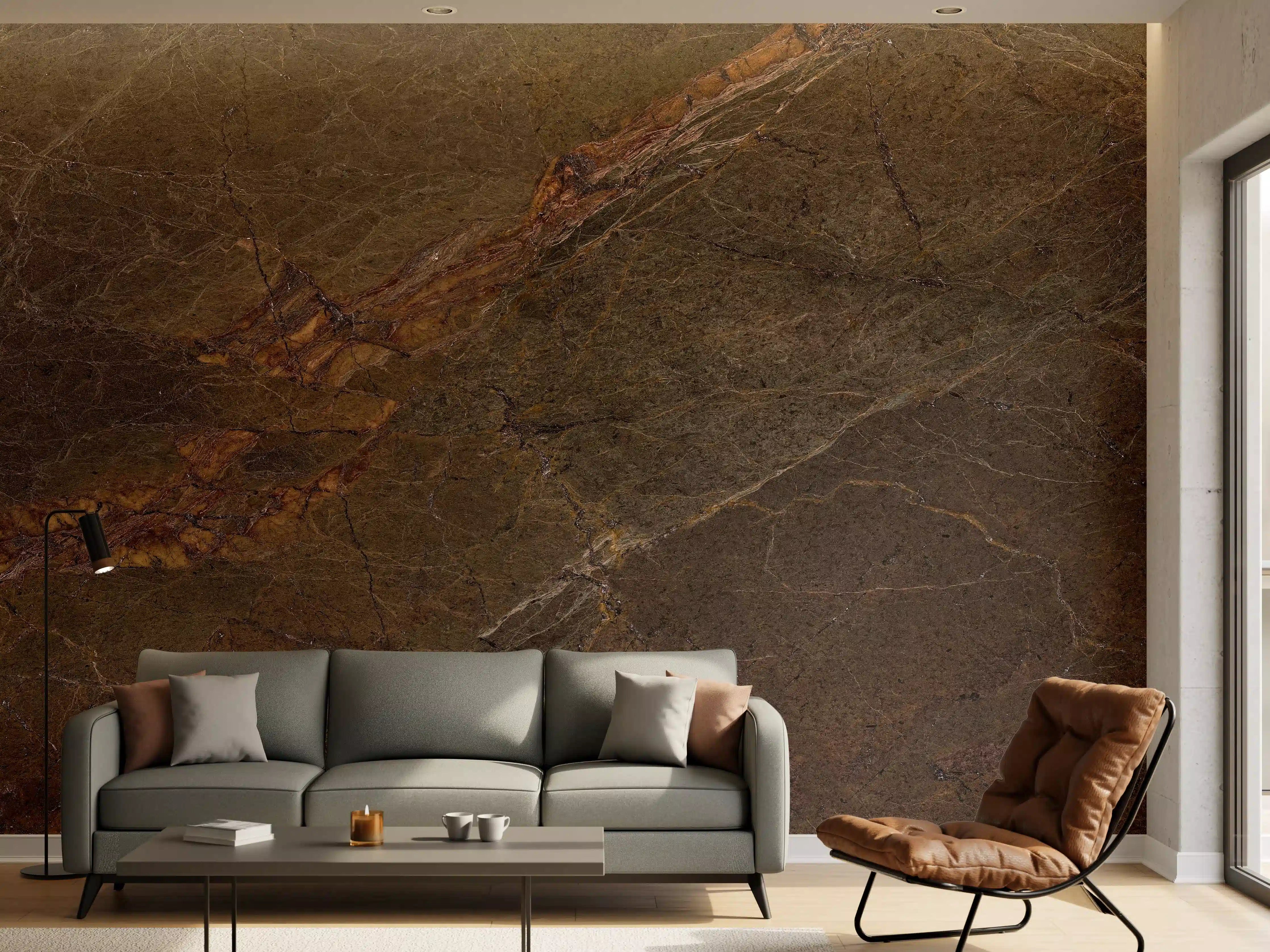 Wandverkleidung Wohnzimmer - Natürliches Mamorstein Design