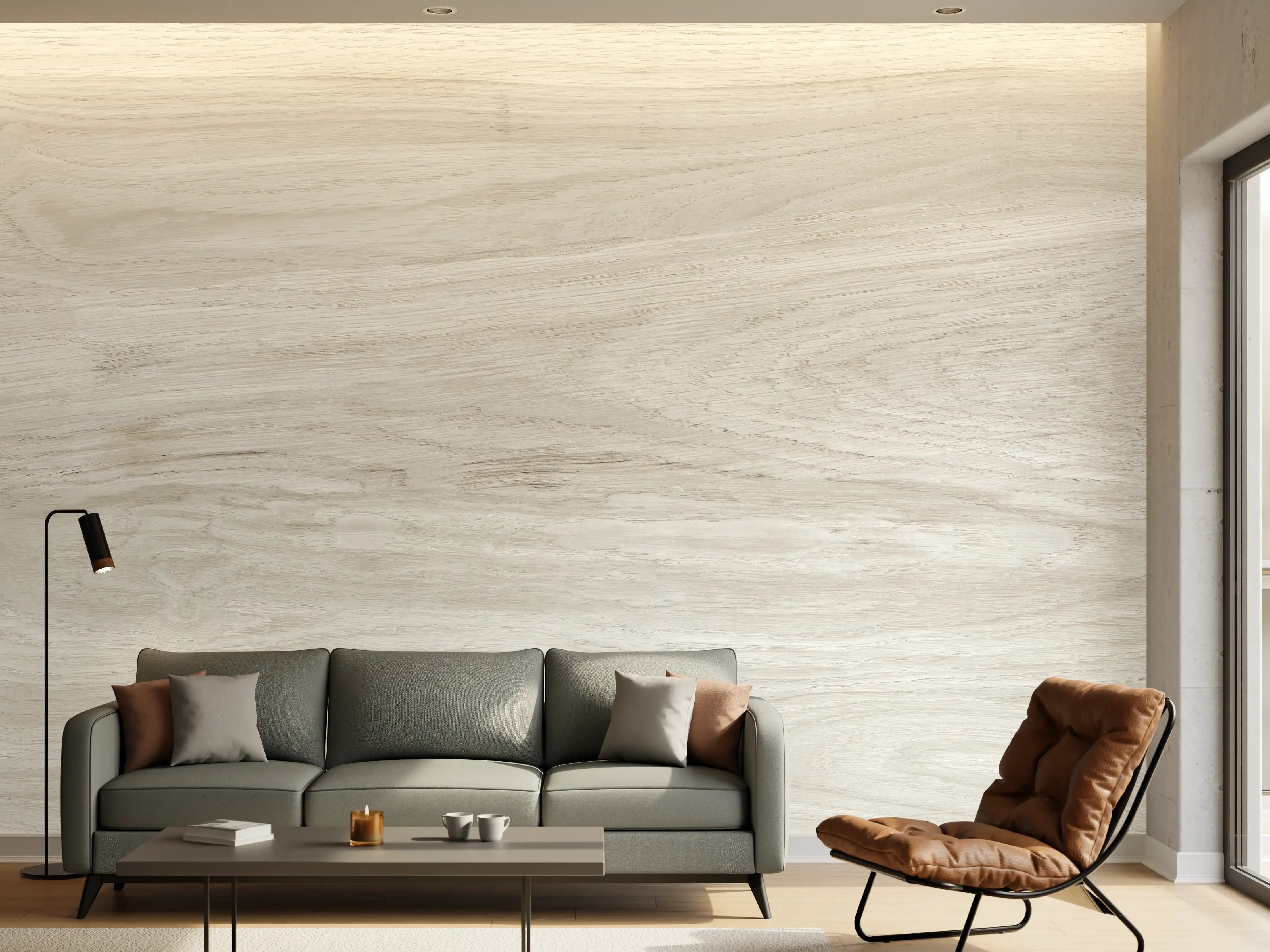 Wandverkleidung Wohnzimmer - Natürliches helles Holzmuster