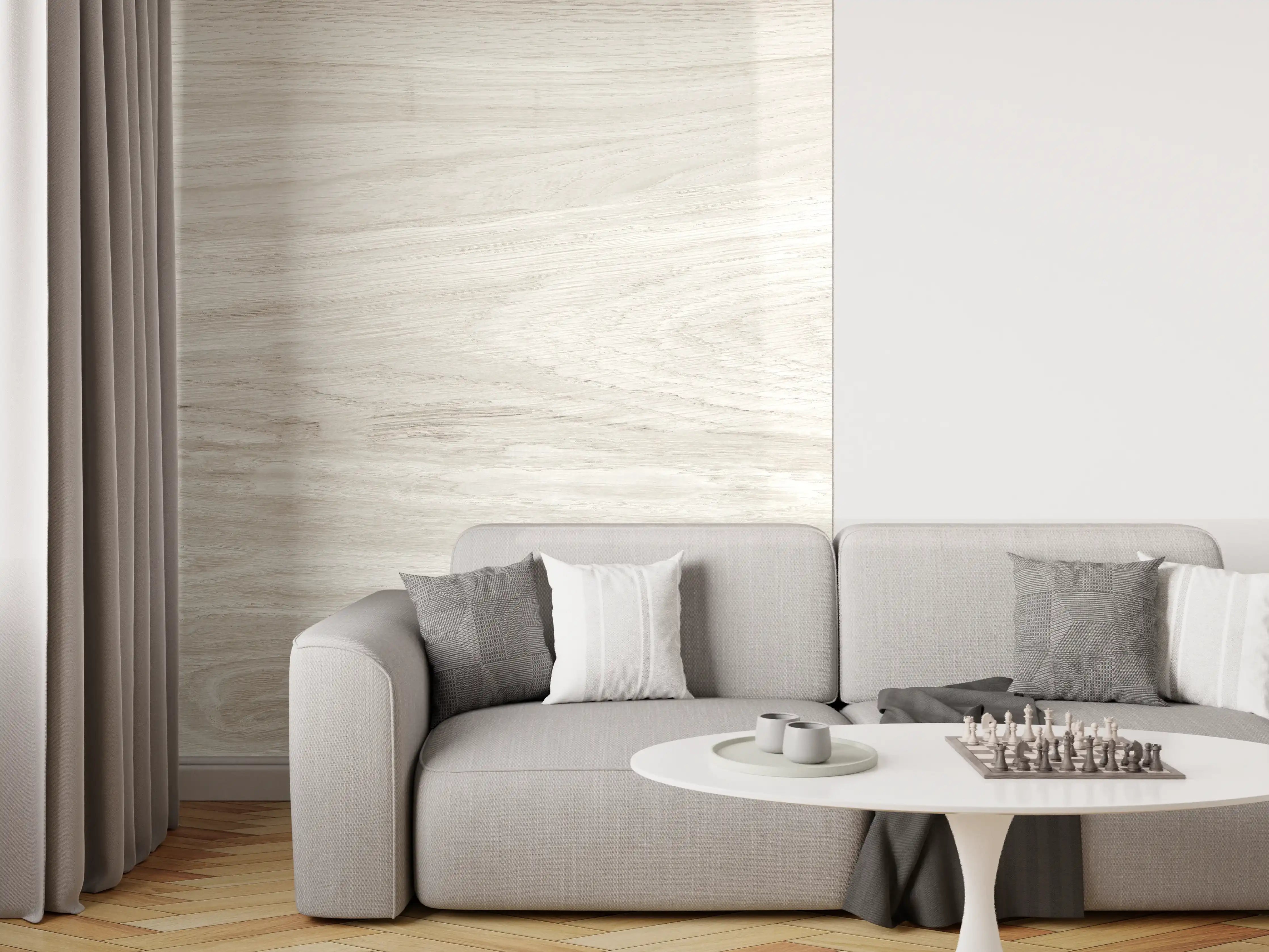 Wandverkleidung Wohnzimmer - Natürliches helles Holzmuster
