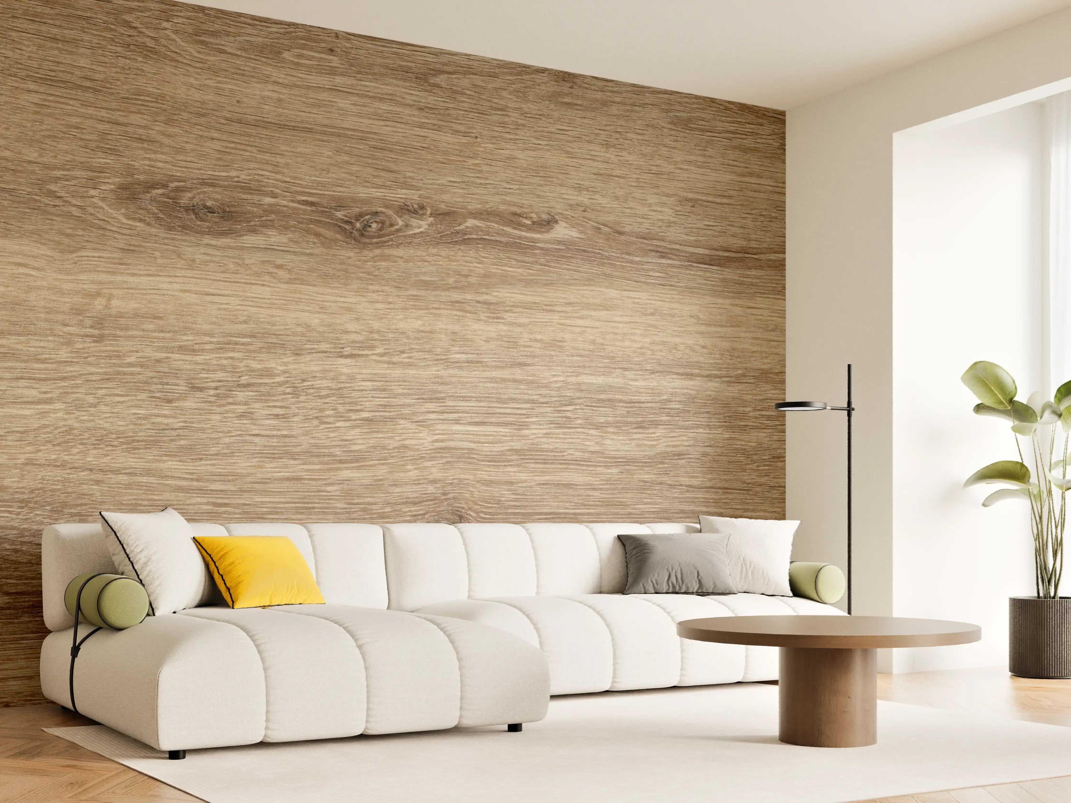 Wandverkleidung Wohnzimmer - Naturbraune Altholztextur 1