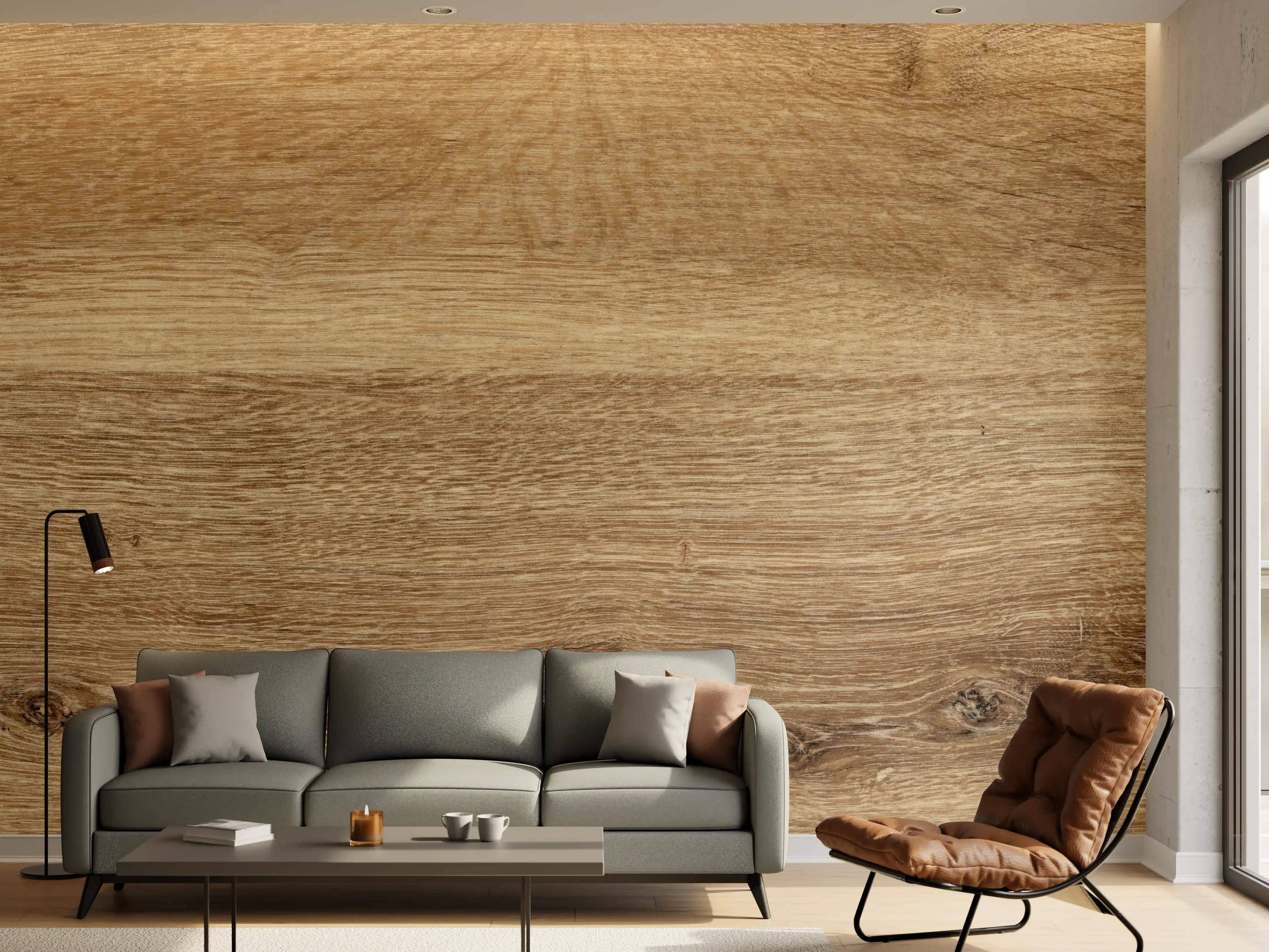 Wandverkleidung Wohnzimmer - Naturbraune Altholztextur 2