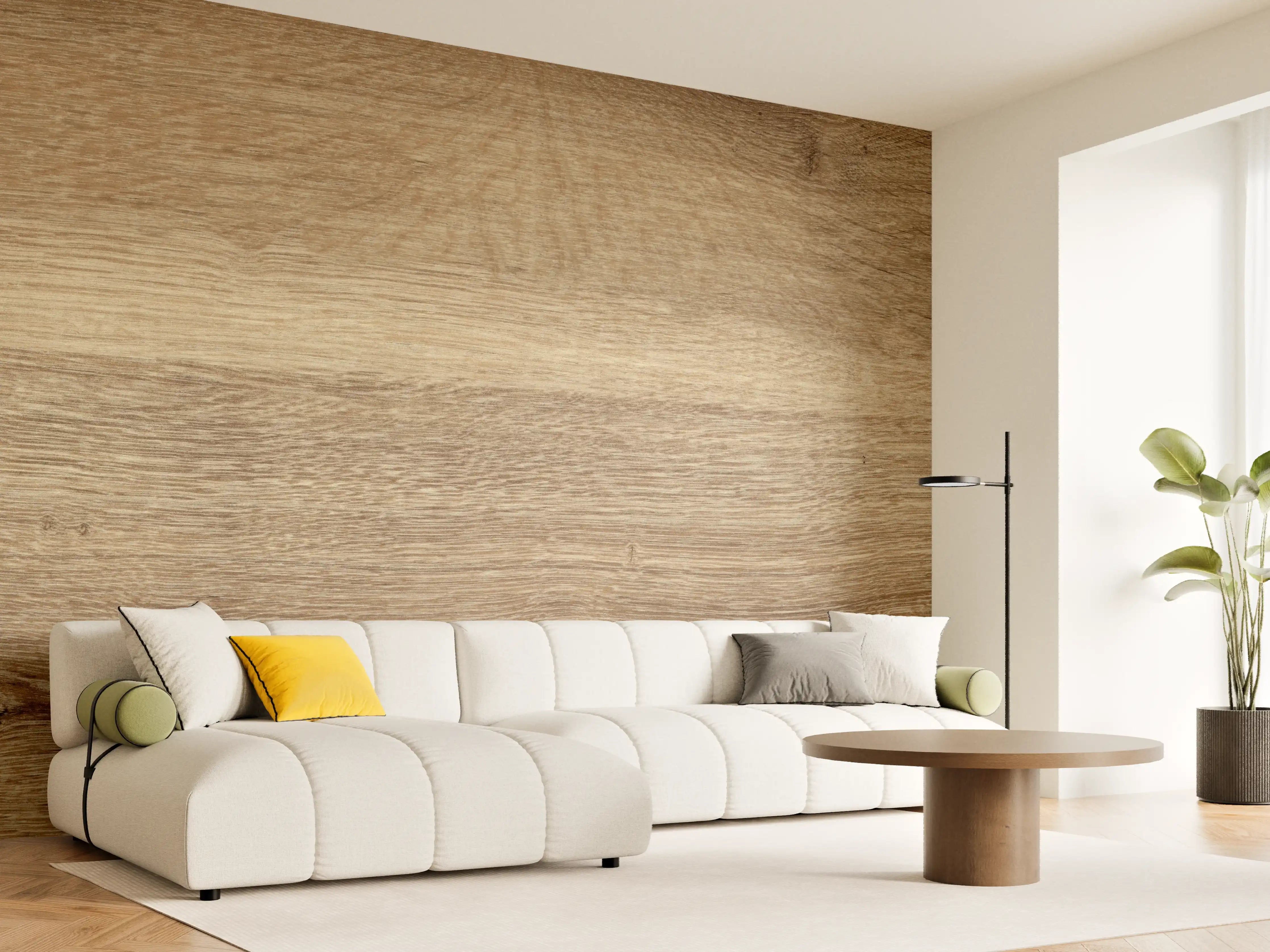 Wandverkleidung Wohnzimmer - Naturbraune Altholztextur 2