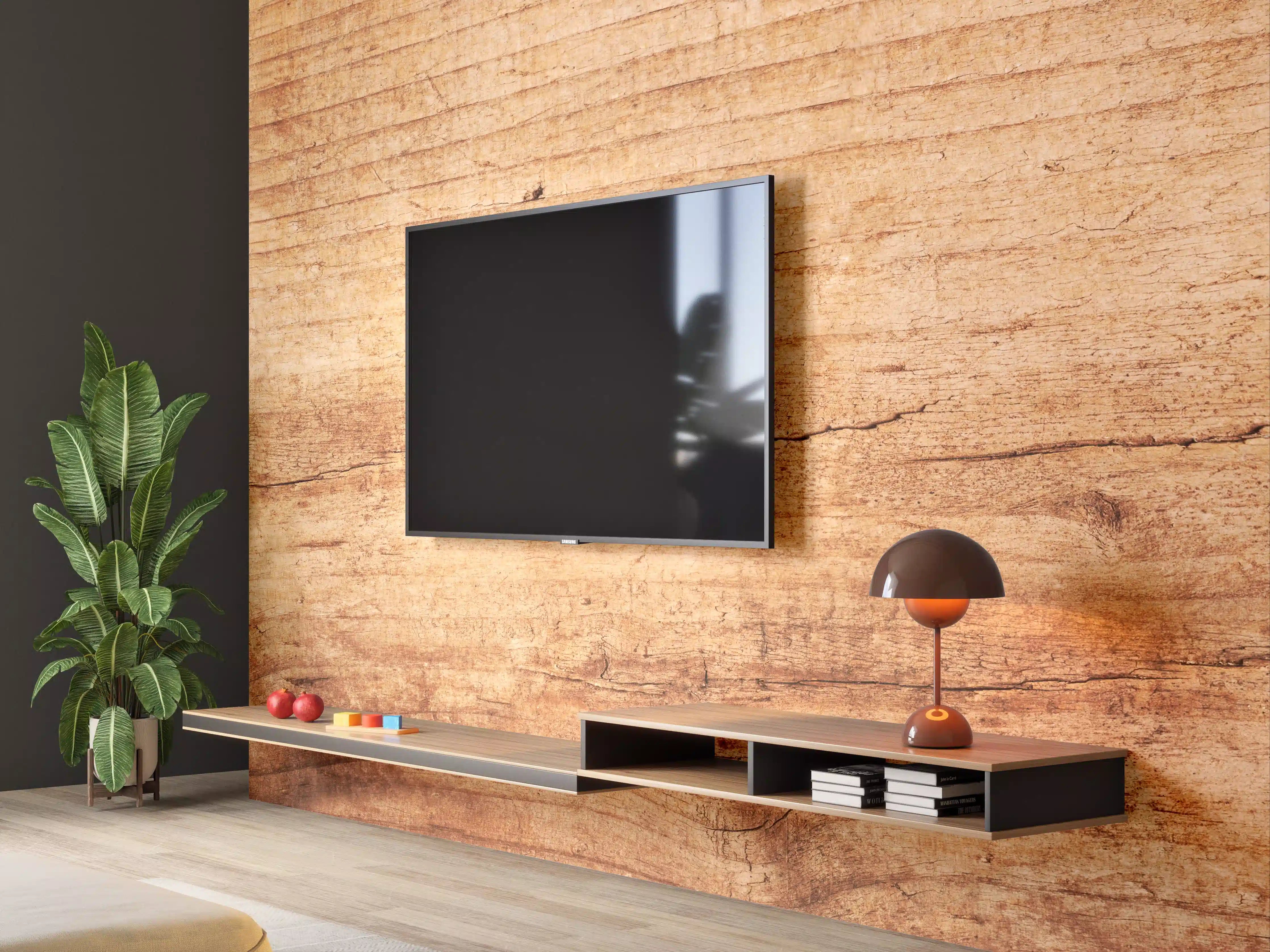 Wandverkleidung Wohnzimmer - Naturholz-Oberfläche mit warmer Maserung