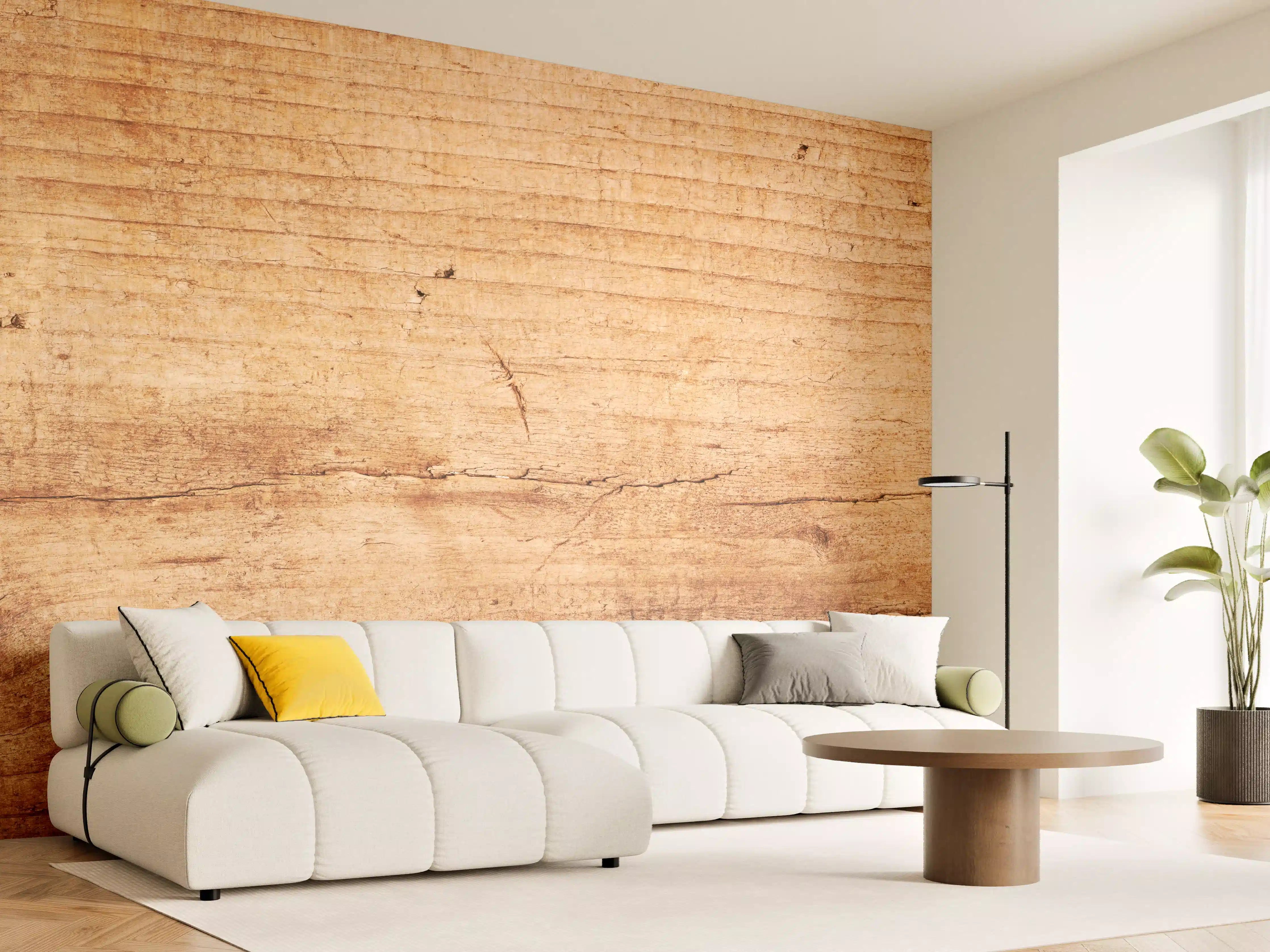 Wandverkleidung Wohnzimmer - Naturholz-Oberfläche mit warmer Maserung