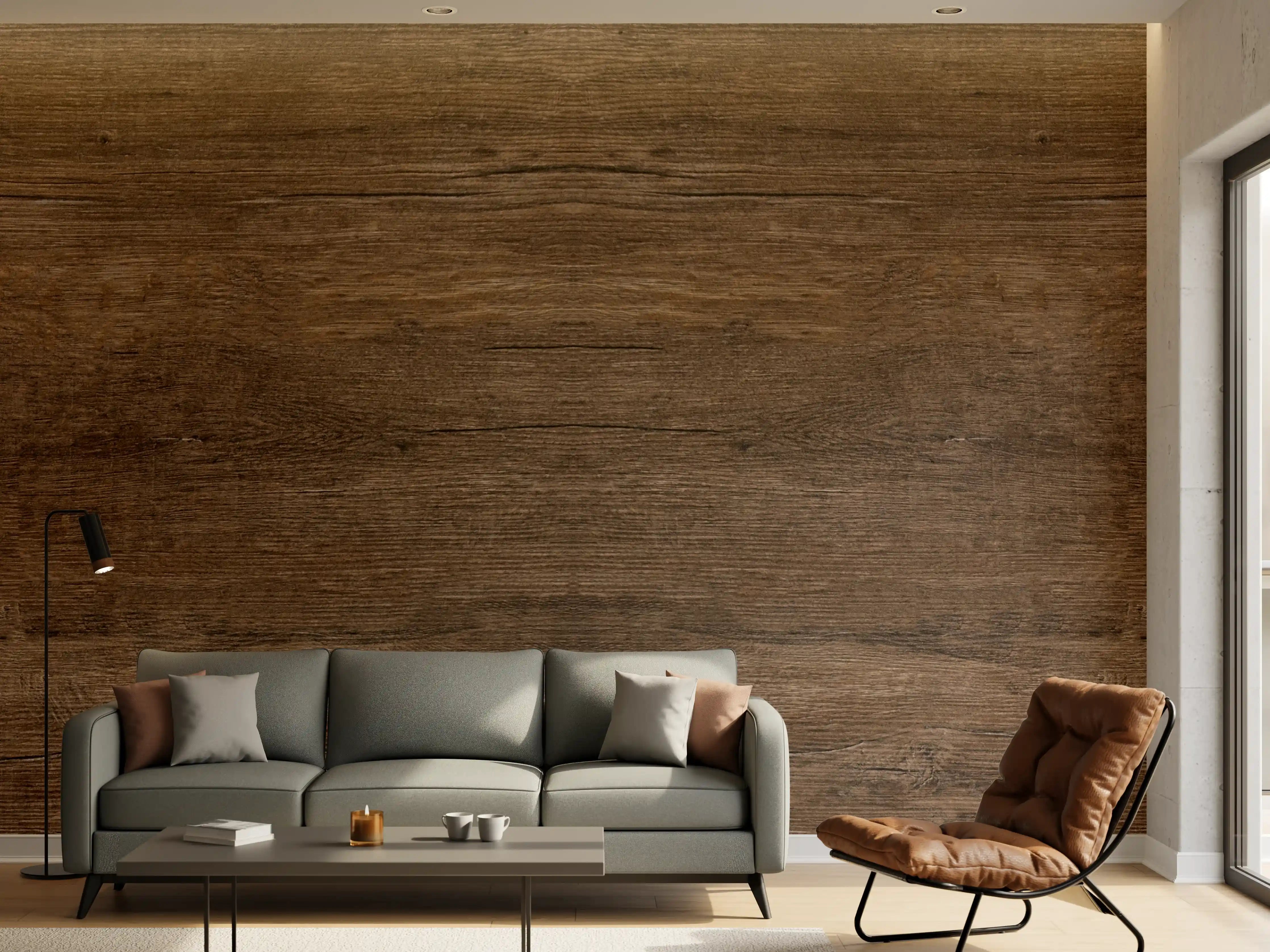 Wandverkleidung Wohnzimmer - Naturholz-Optik Fliesen