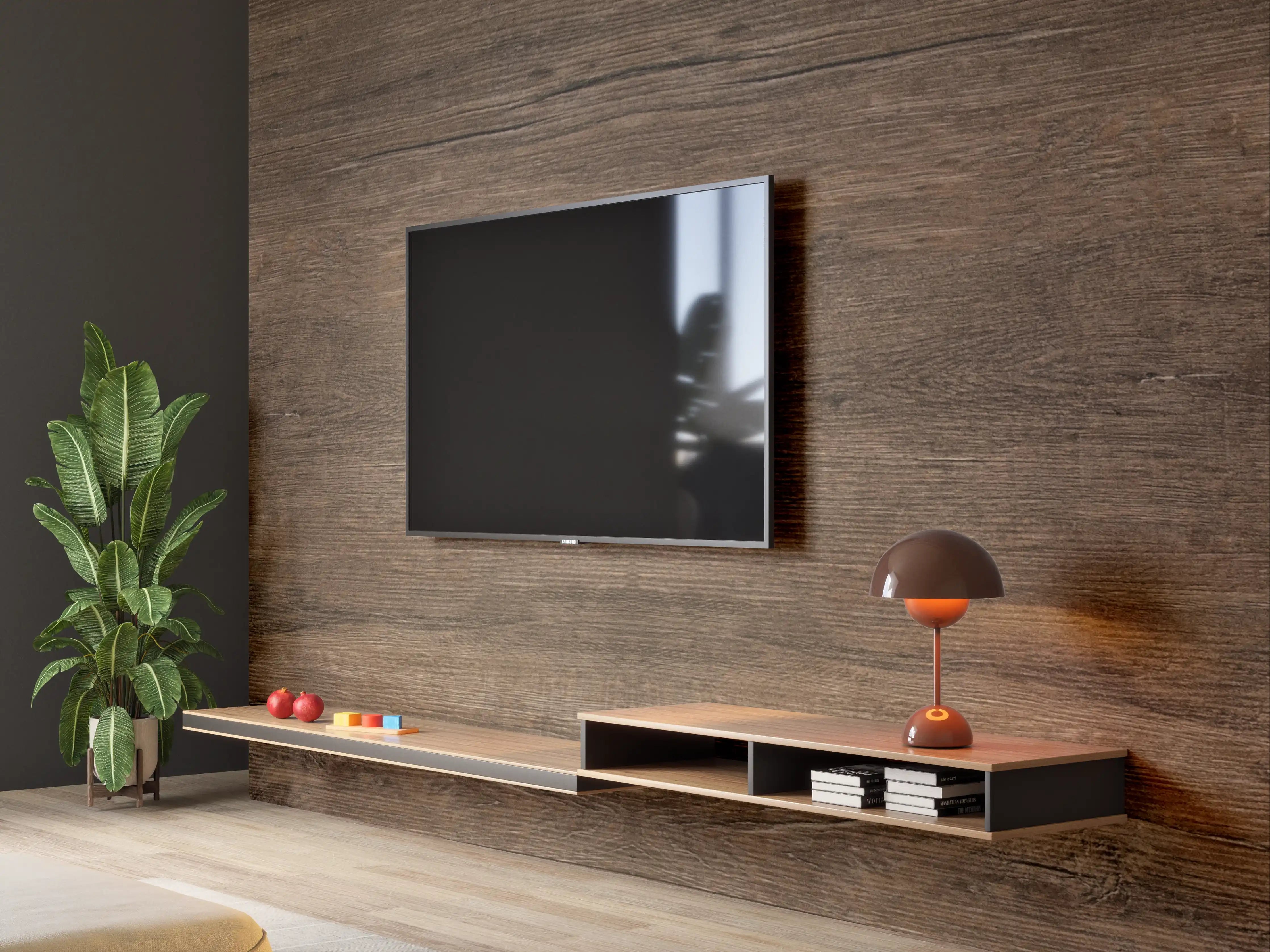 Wandverkleidung Wohnzimmer - Naturholz-Optik Fliesen