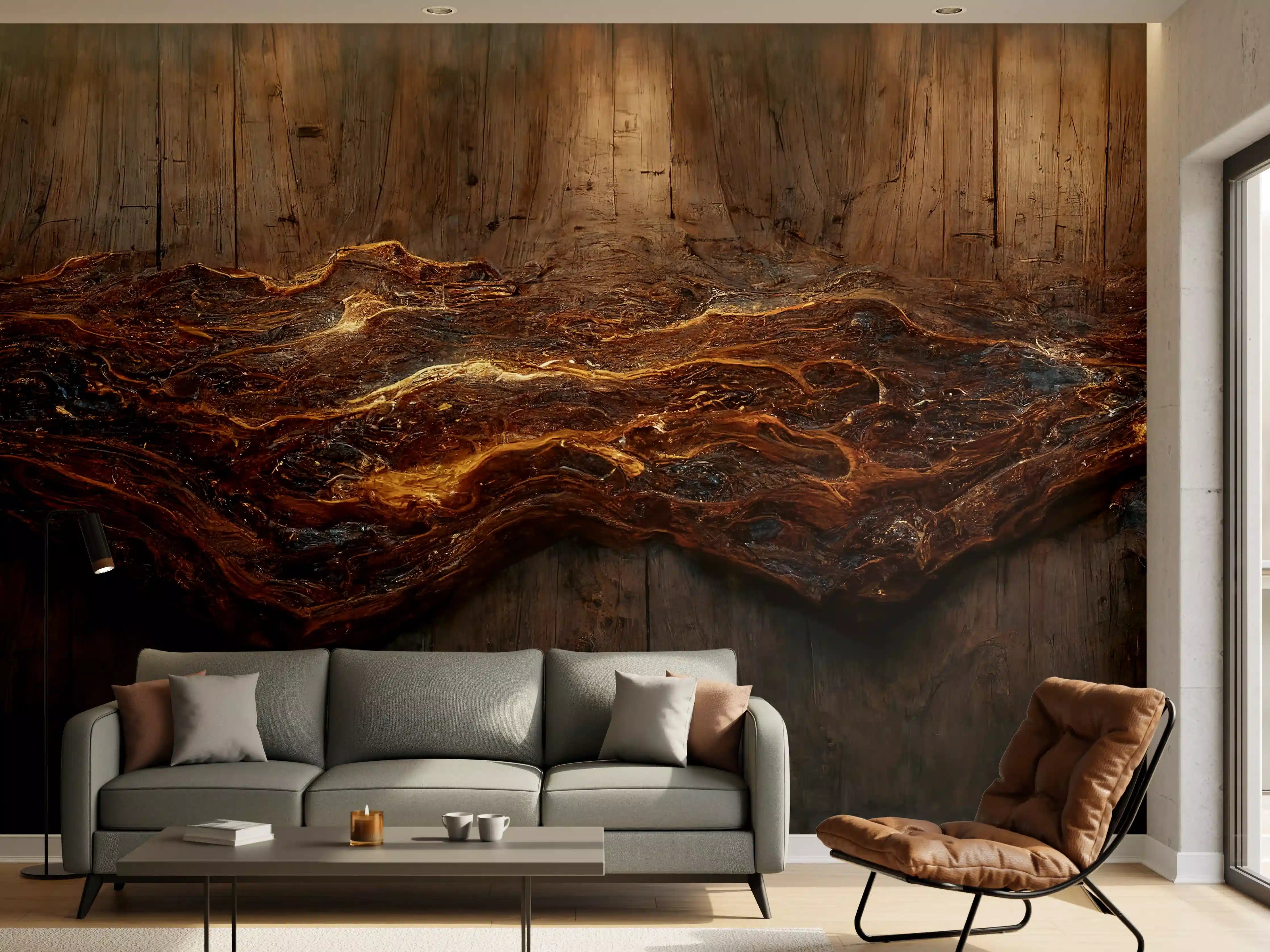 Wandverkleidung Wohnzimmer - Naturholz Wanddekoration