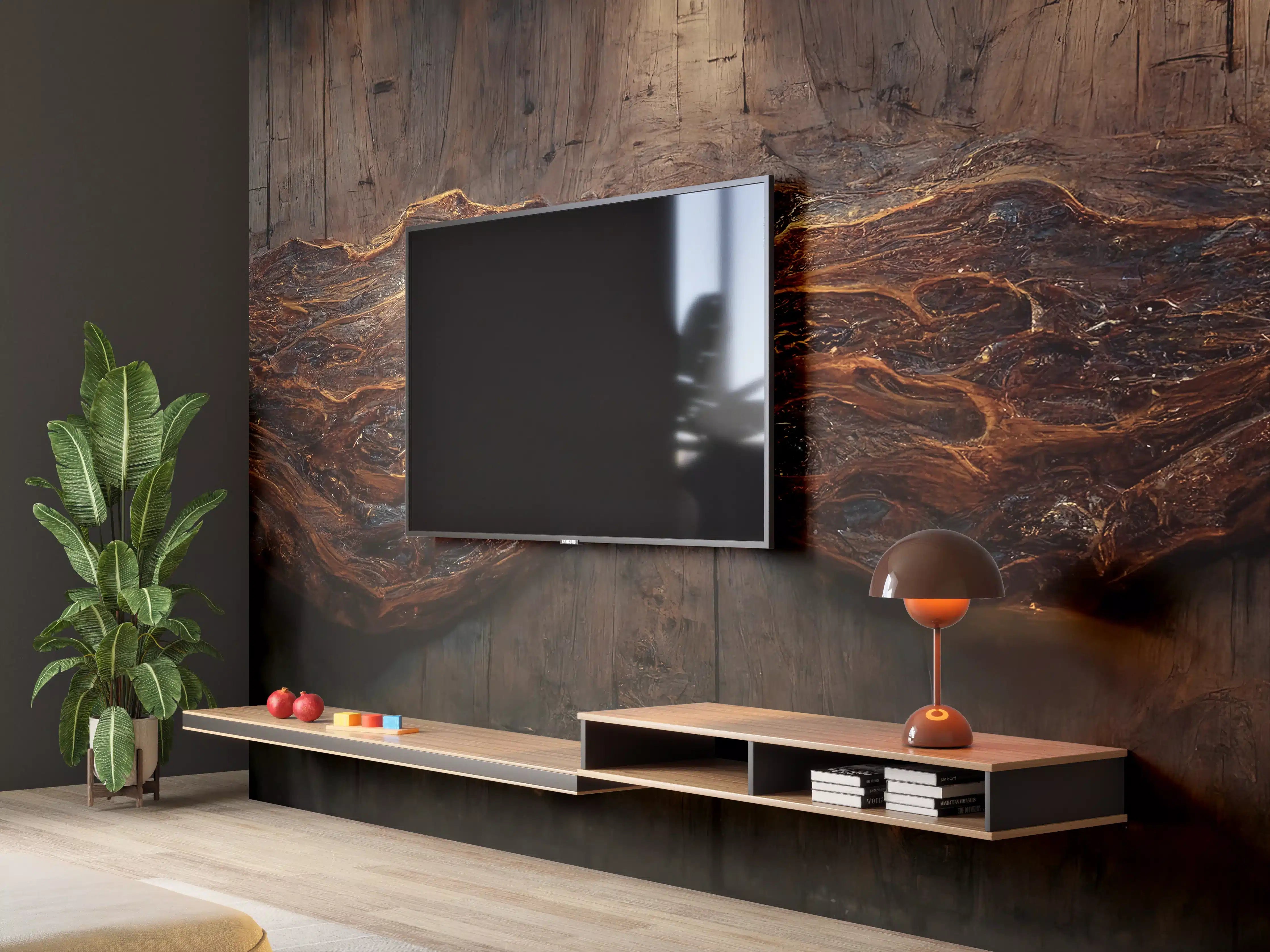 Wandverkleidung Wohnzimmer - Naturholz Wanddekoration