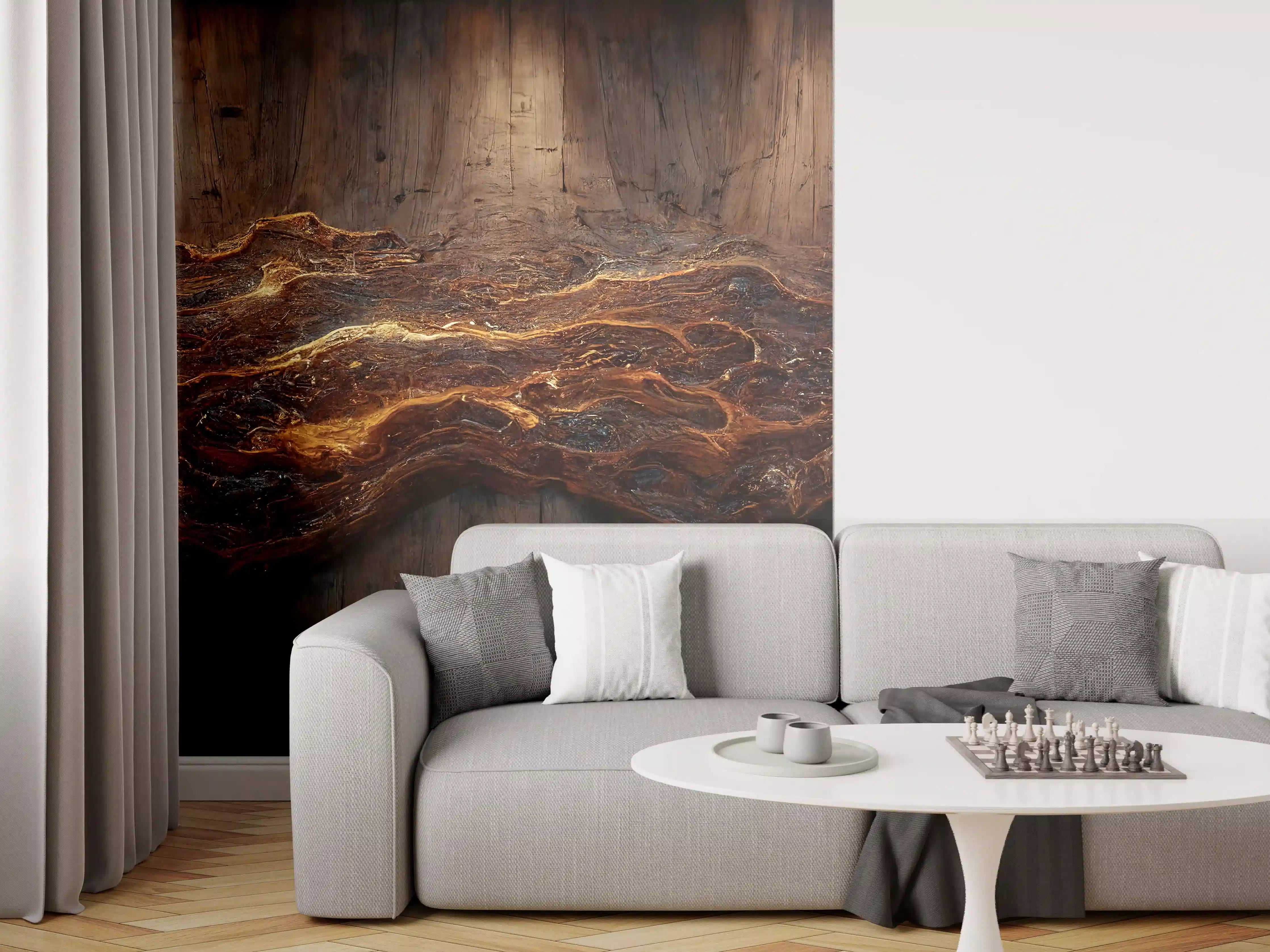 Wandverkleidung Wohnzimmer - Naturholz Wanddekoration