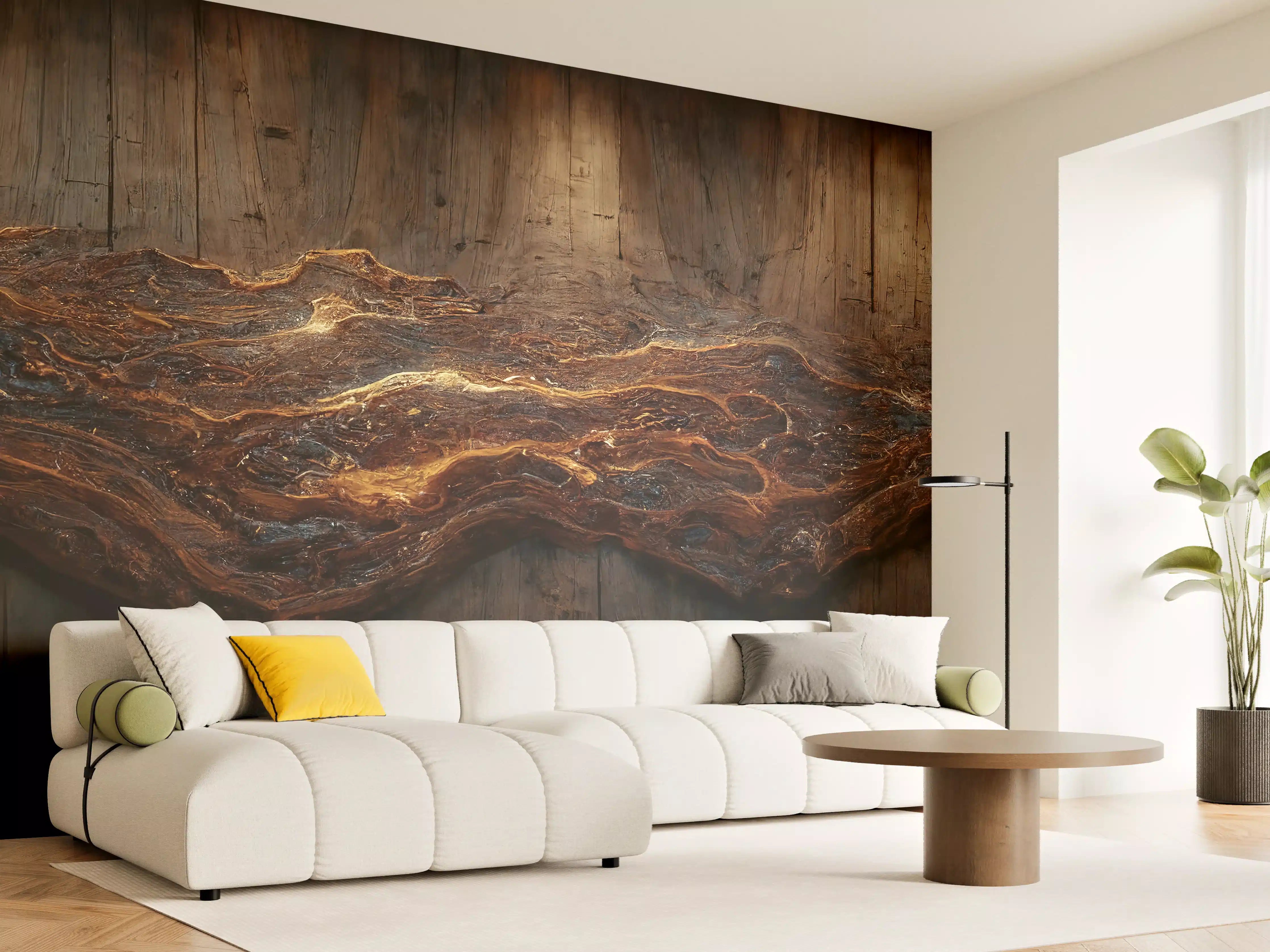 Wandverkleidung Wohnzimmer - Naturholz Wanddekoration
