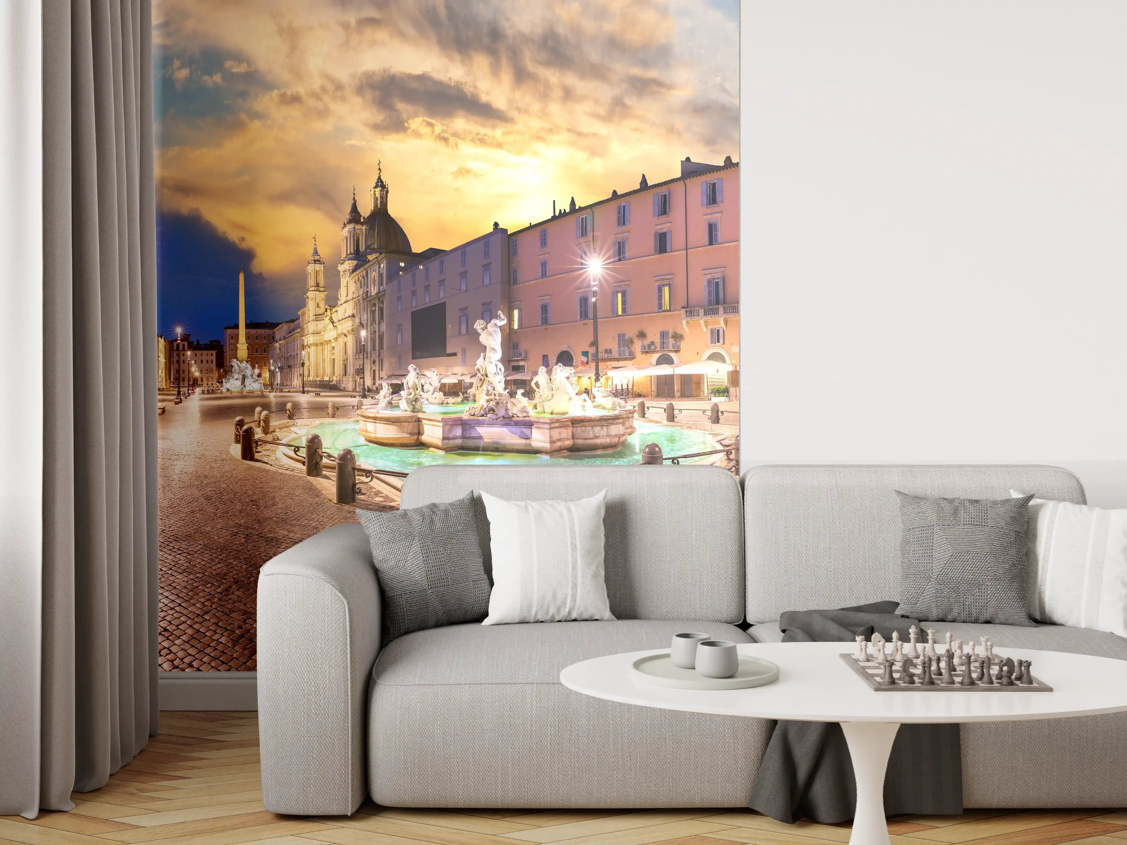 Wandverkleidung Wohnzimmer - Neptunbrunnen auf der Piazza Navona