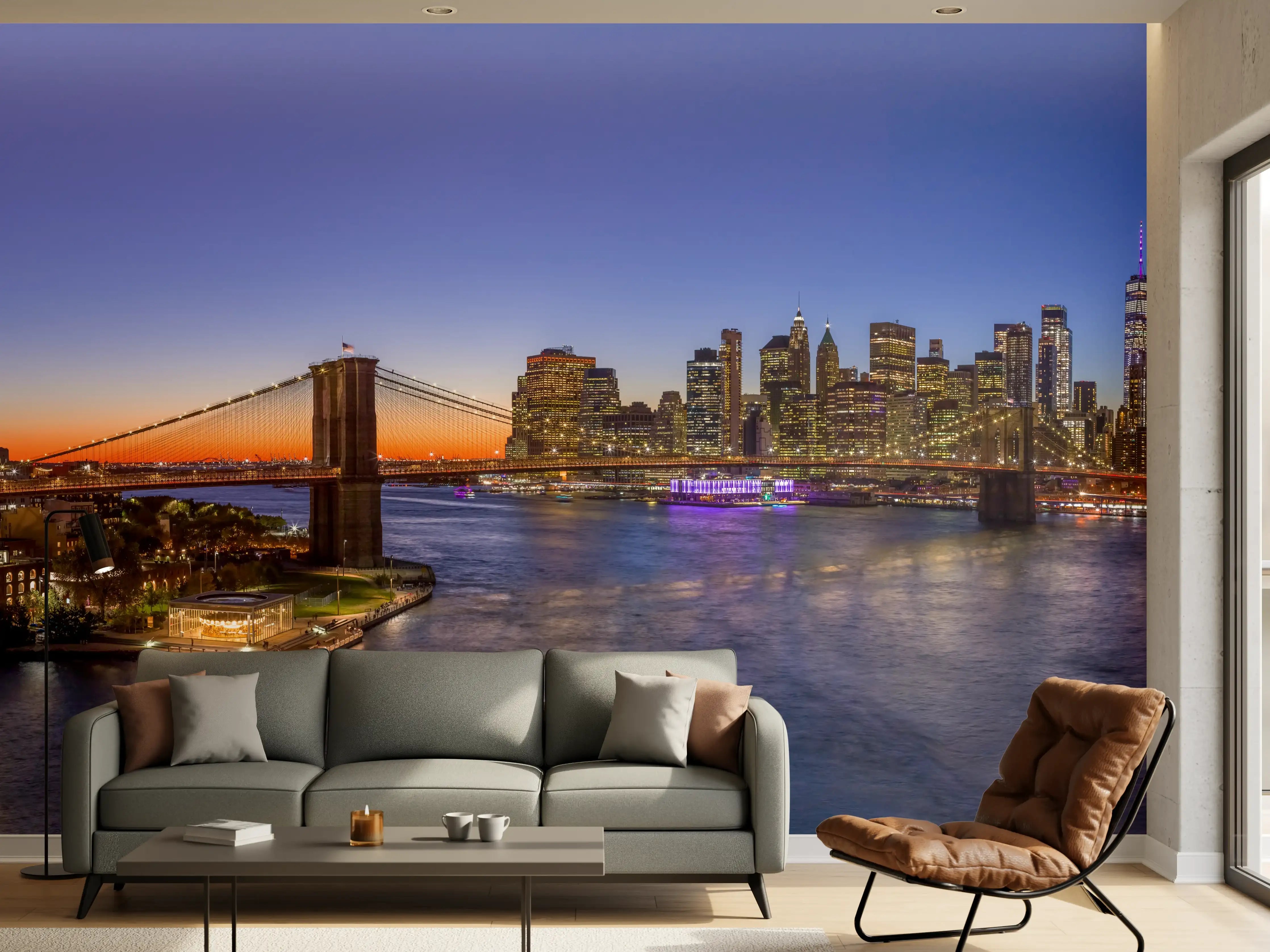 Wandverkleidung Wohnzimmer - New York City Sonnenuntergang
