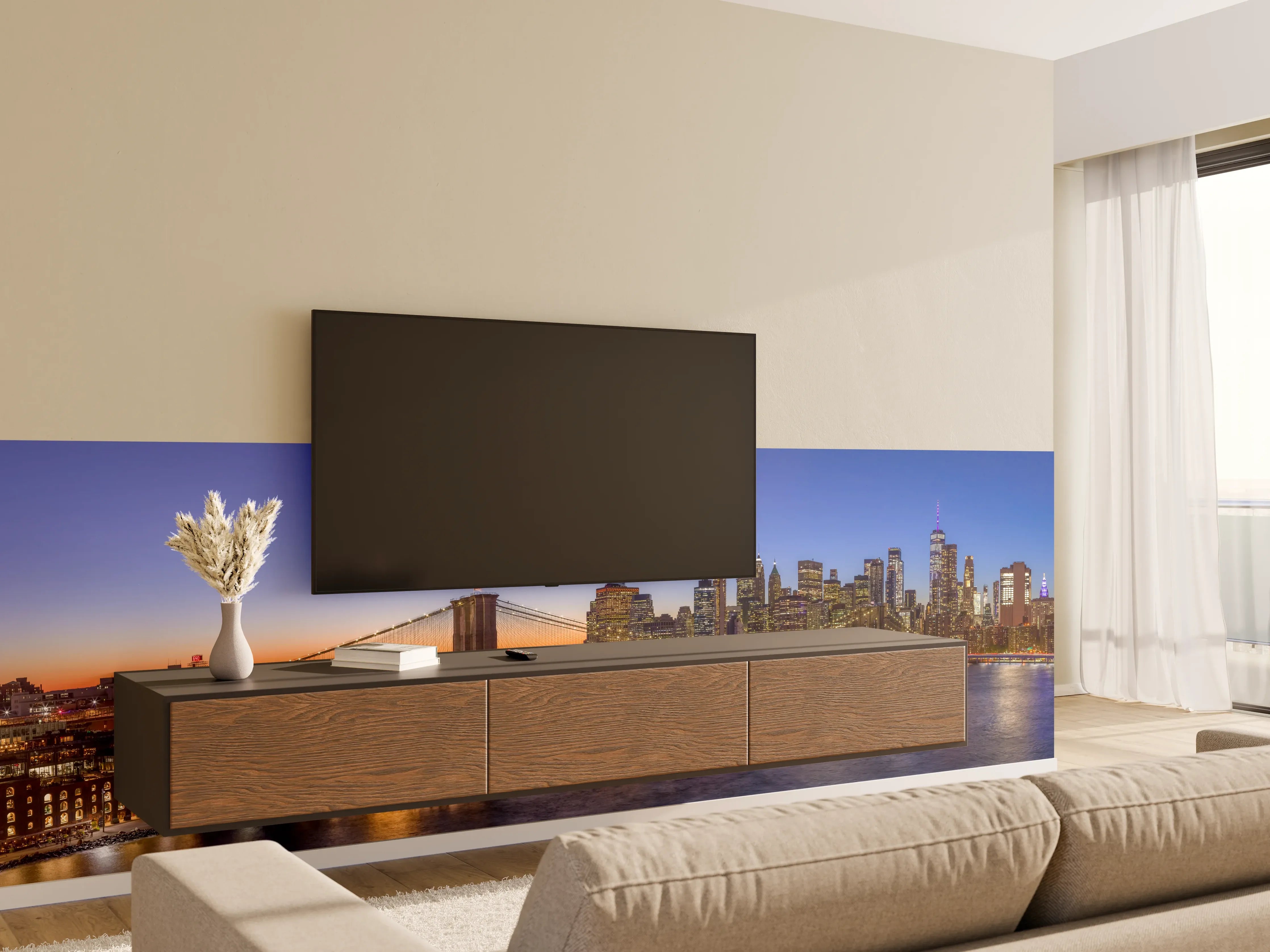 Wandverkleidung Wohnzimmer - New York City Sonnenuntergang