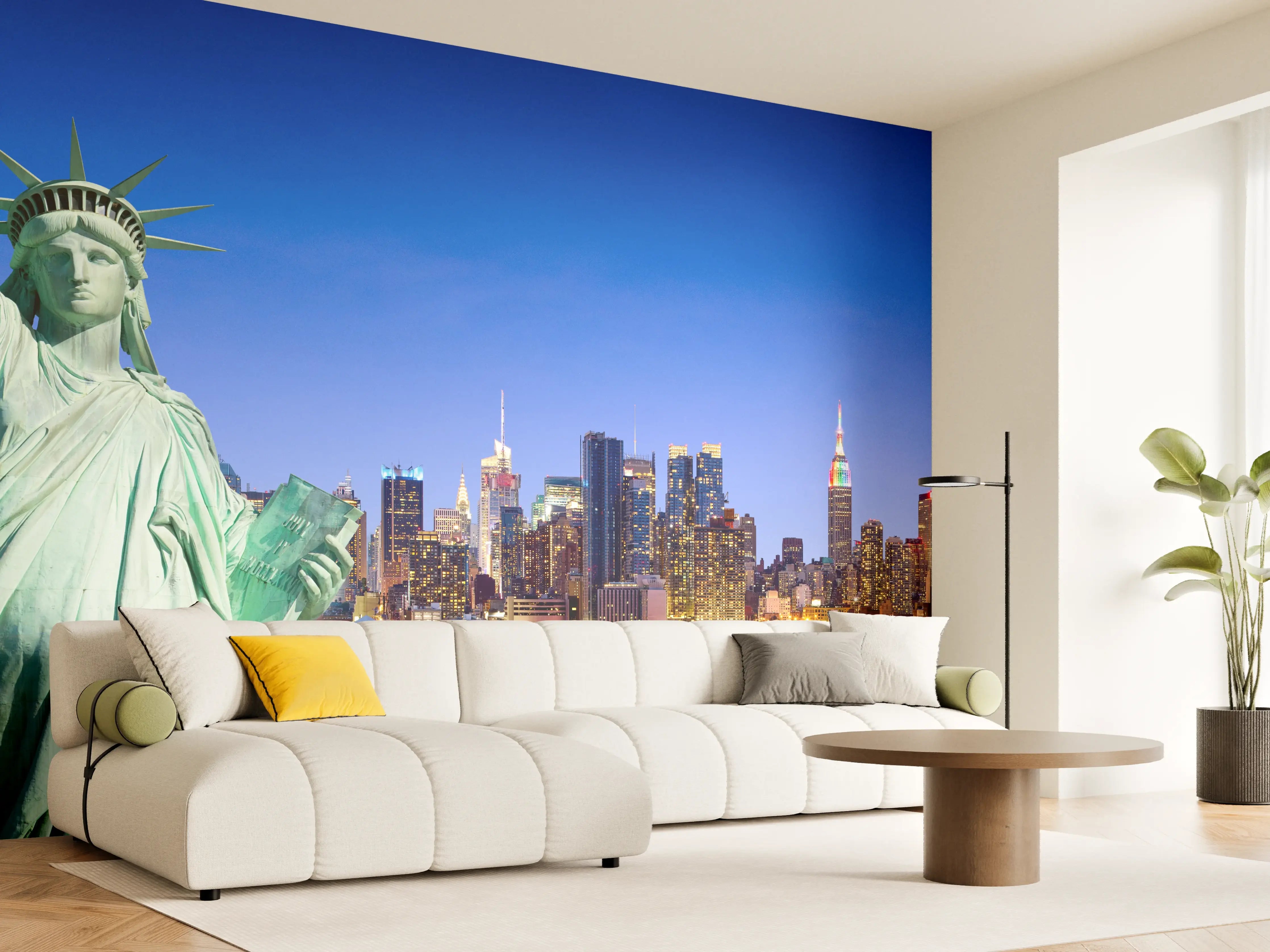 Wandverkleidung Wohnzimmer - New York Skyline Blau-Türkis