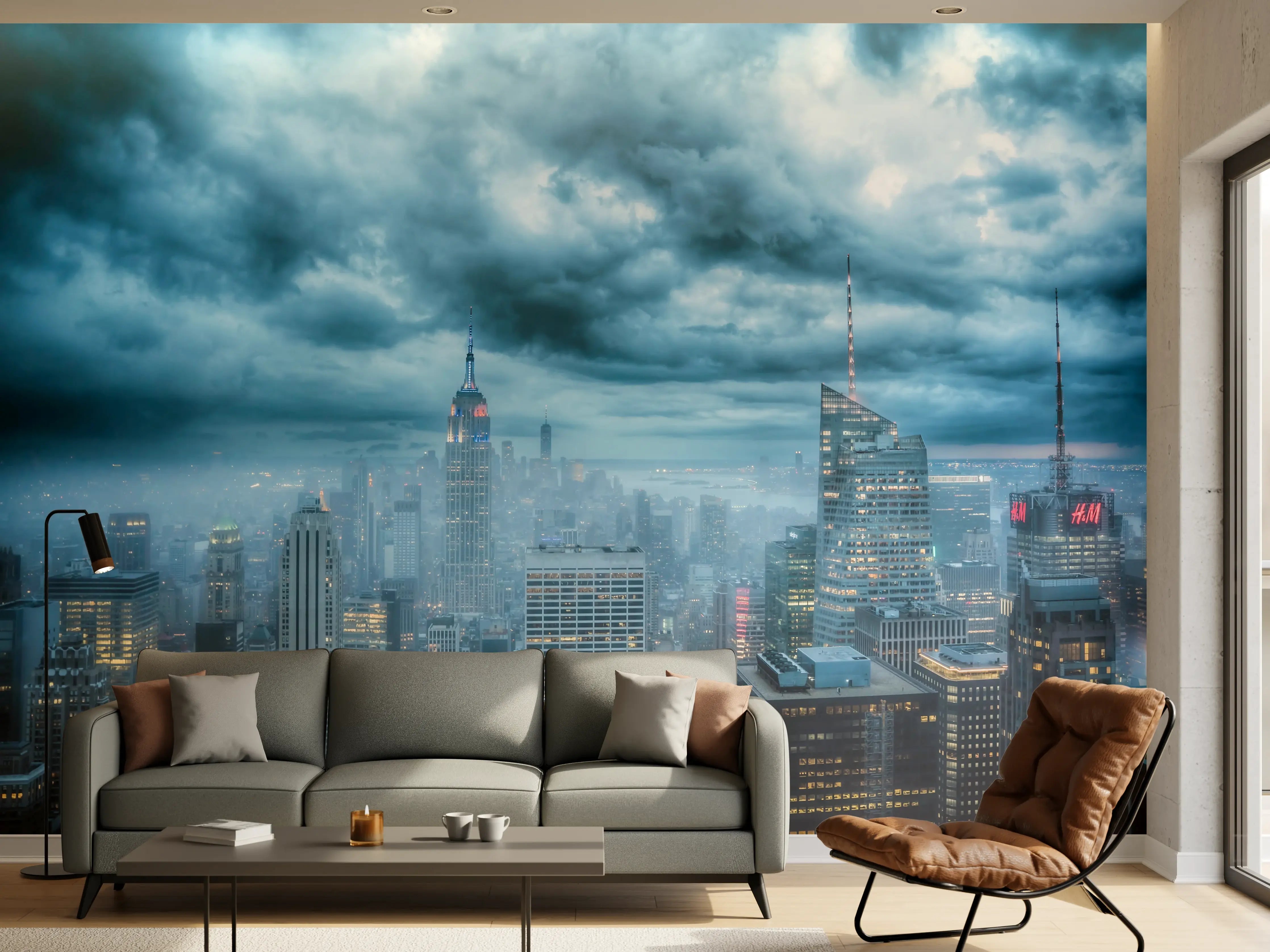 Wandverkleidung Wohnzimmer - New York Skyline