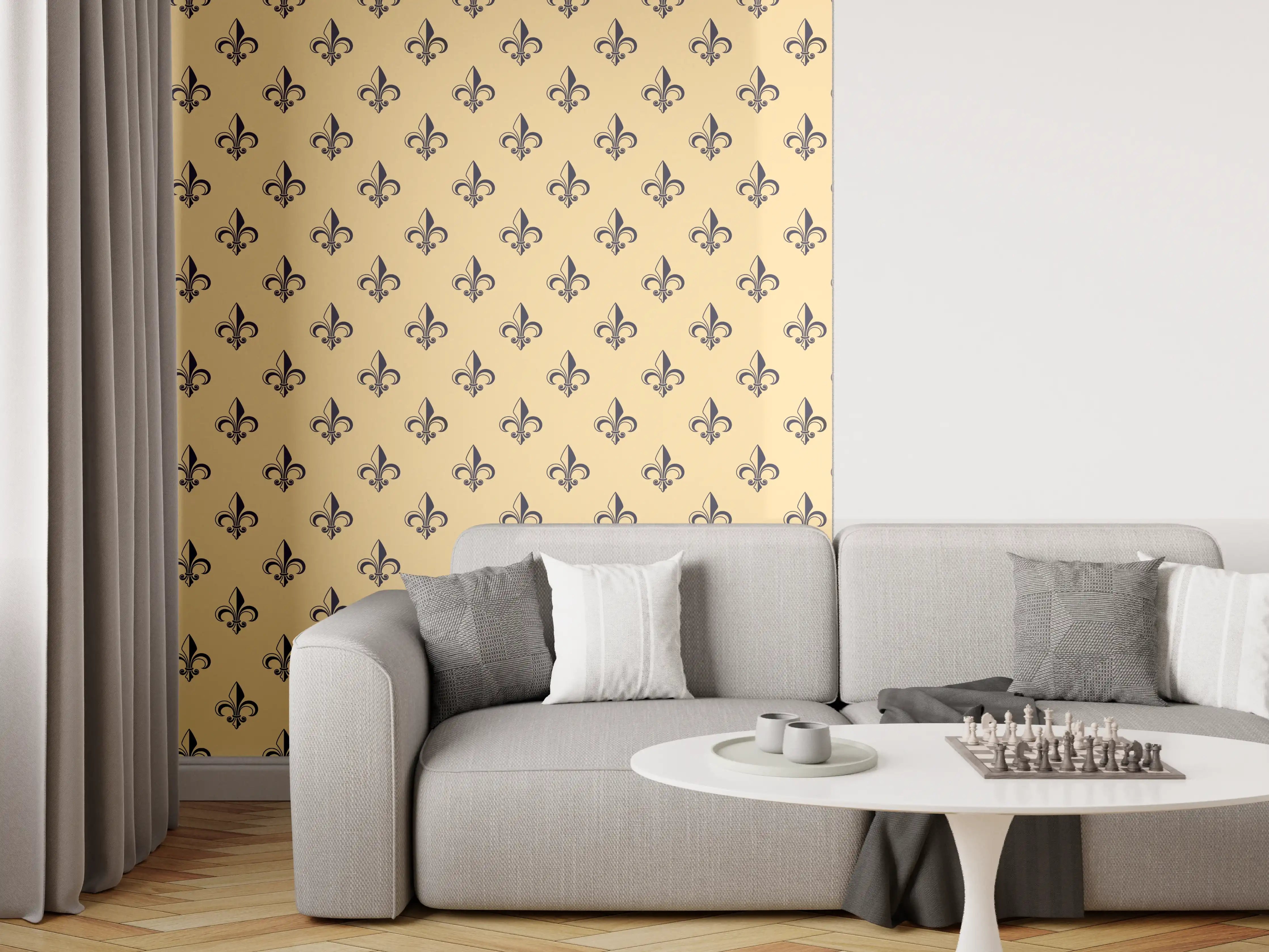 Wandverkleidung Wohnzimmer - Ockerfarbenes geometrisches Muster