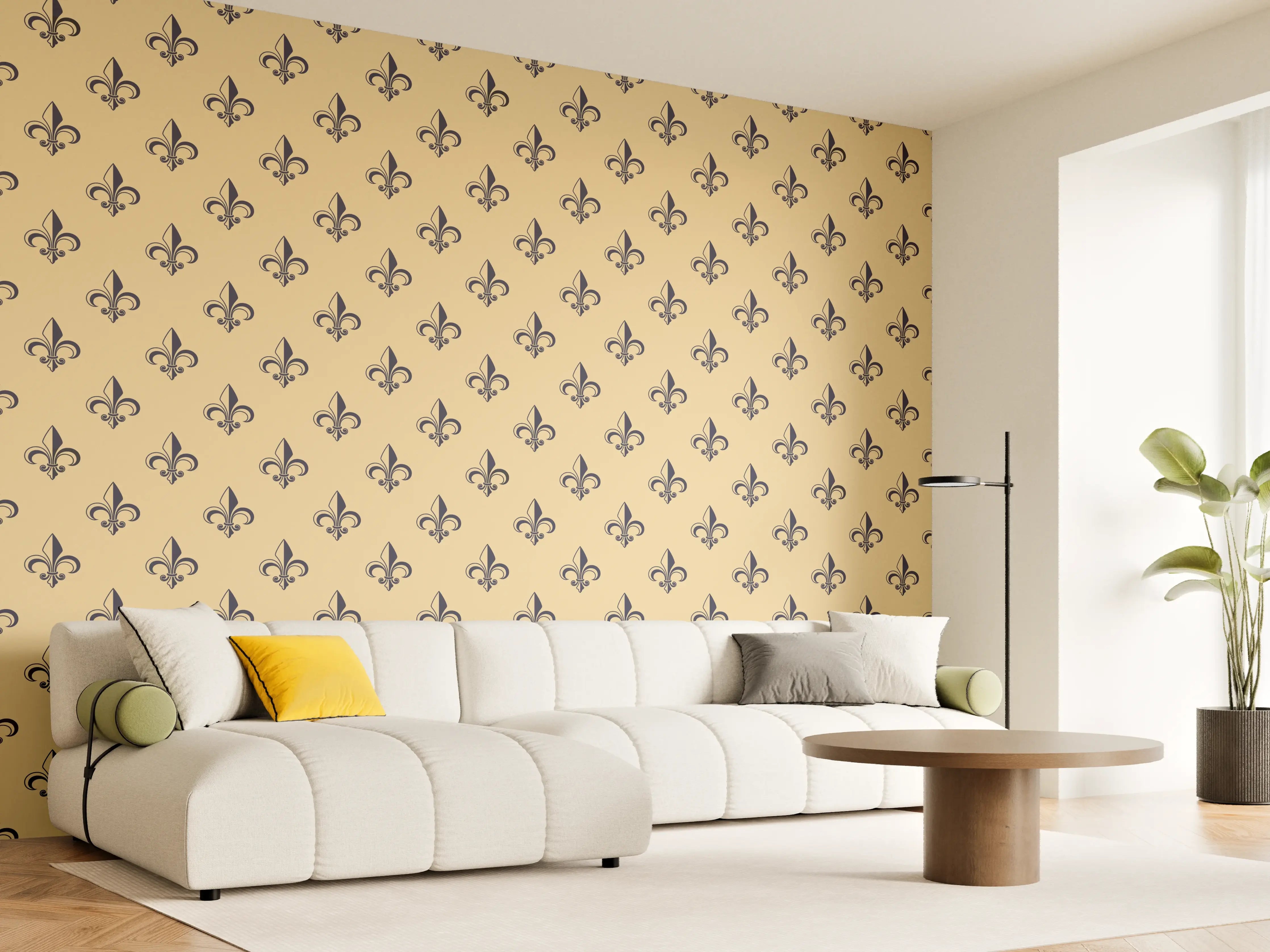 Wandverkleidung Wohnzimmer - Ockerfarbenes geometrisches Muster