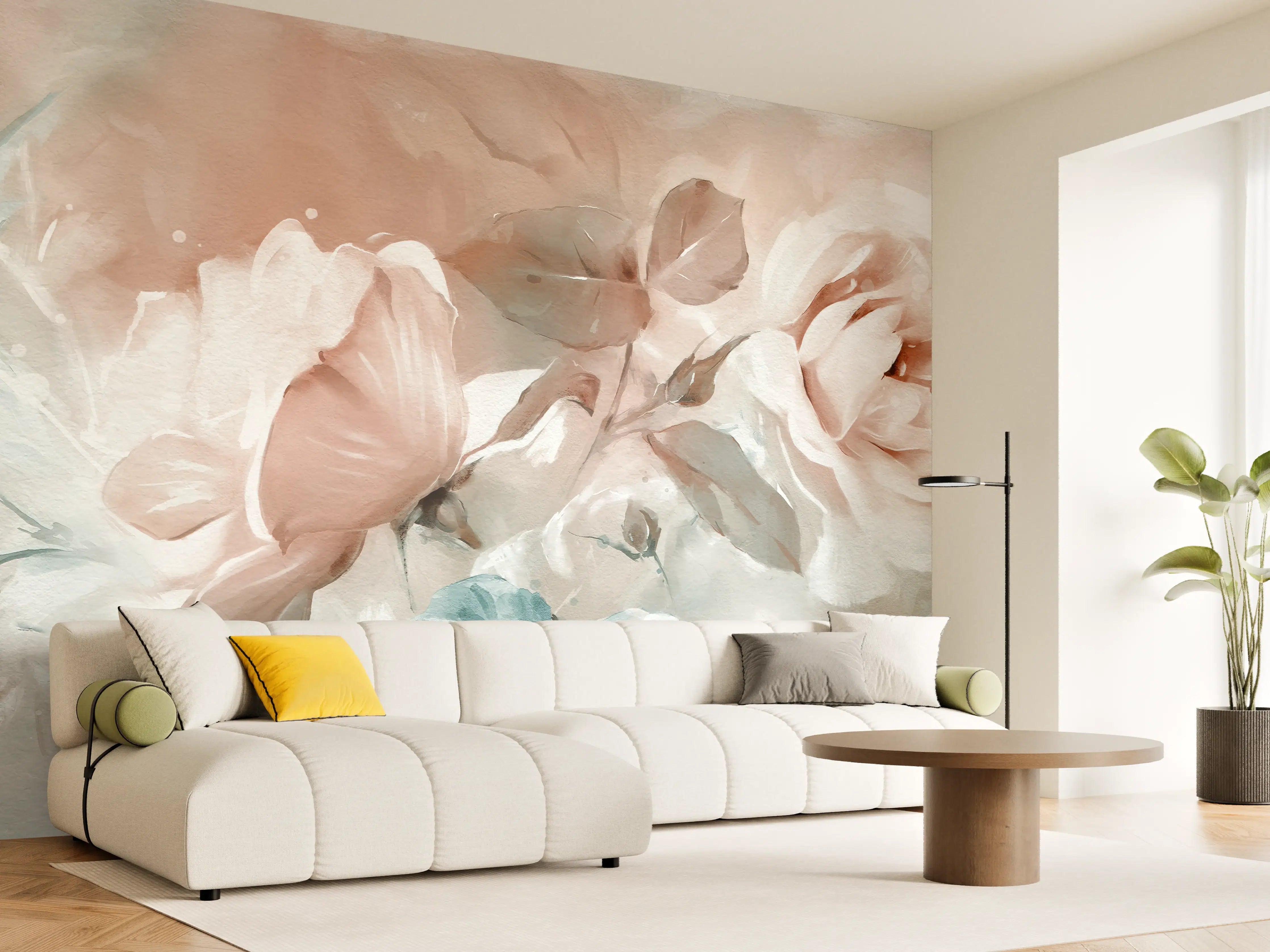 Wandverkleidung Wohnzimmer - Ölgemälde mit Rose
