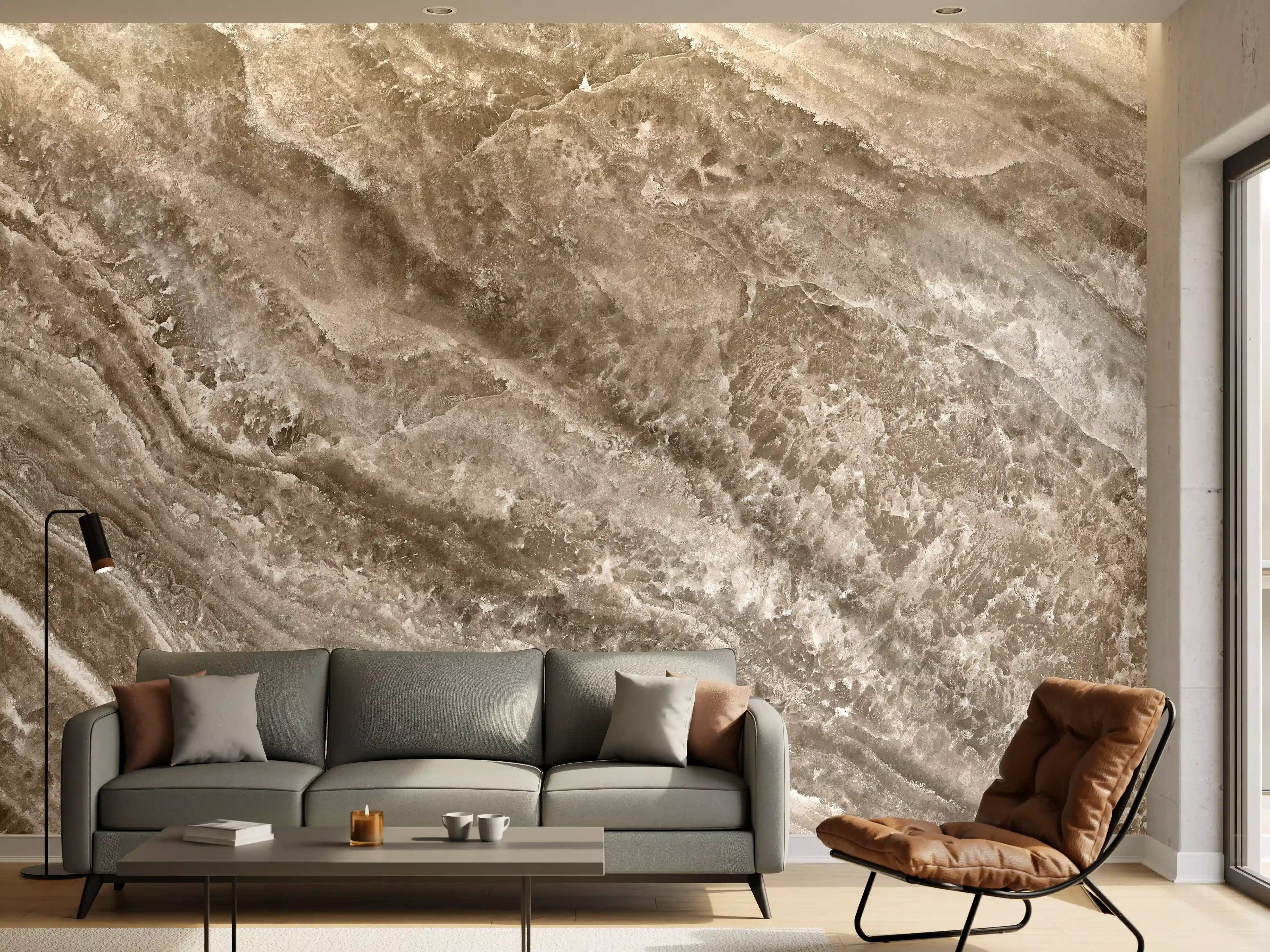 Wandverkleidung Wohnzimmer - Onyx Marmortextur