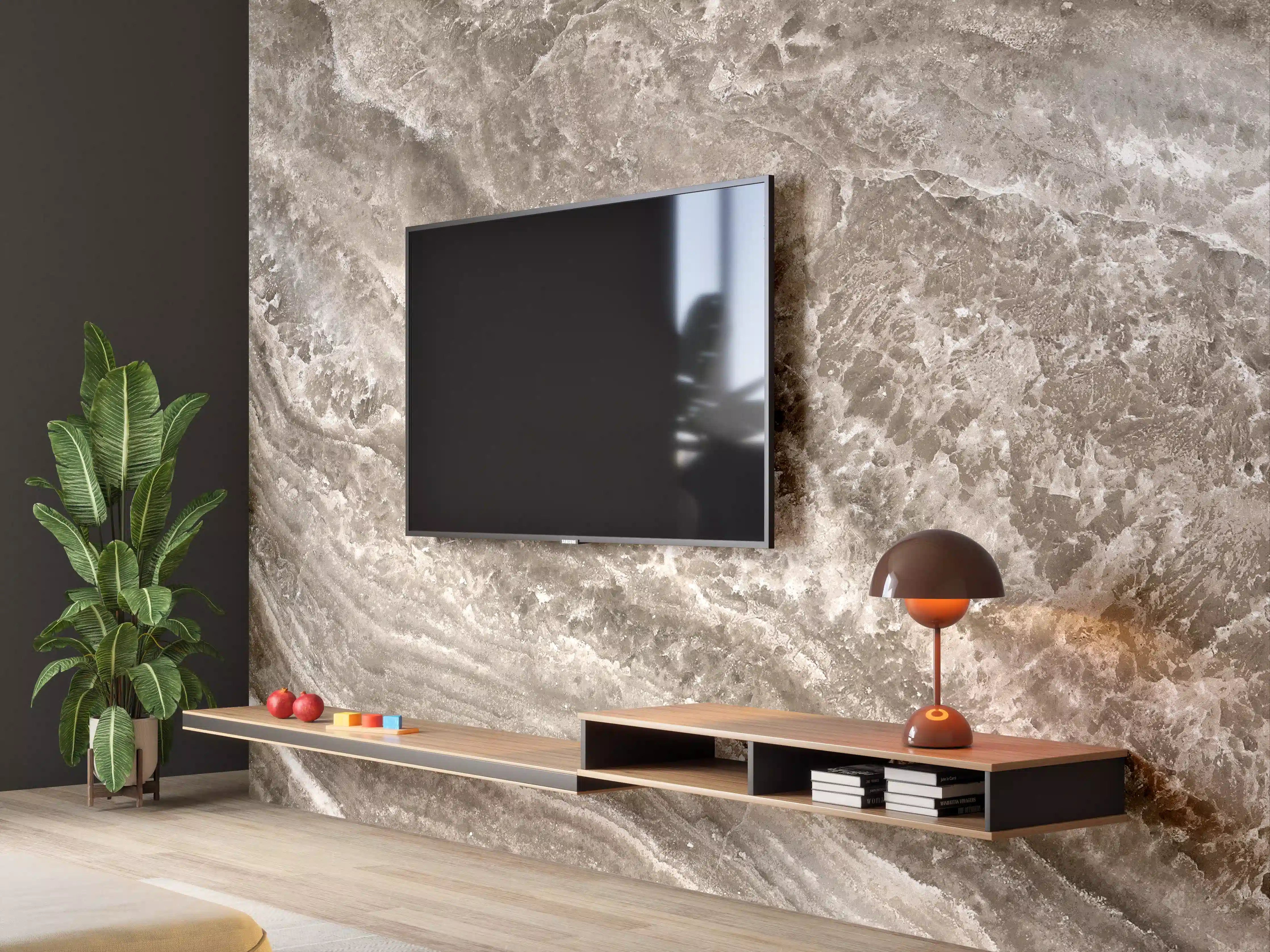 Wandverkleidung Wohnzimmer - Onyx Marmortextur
