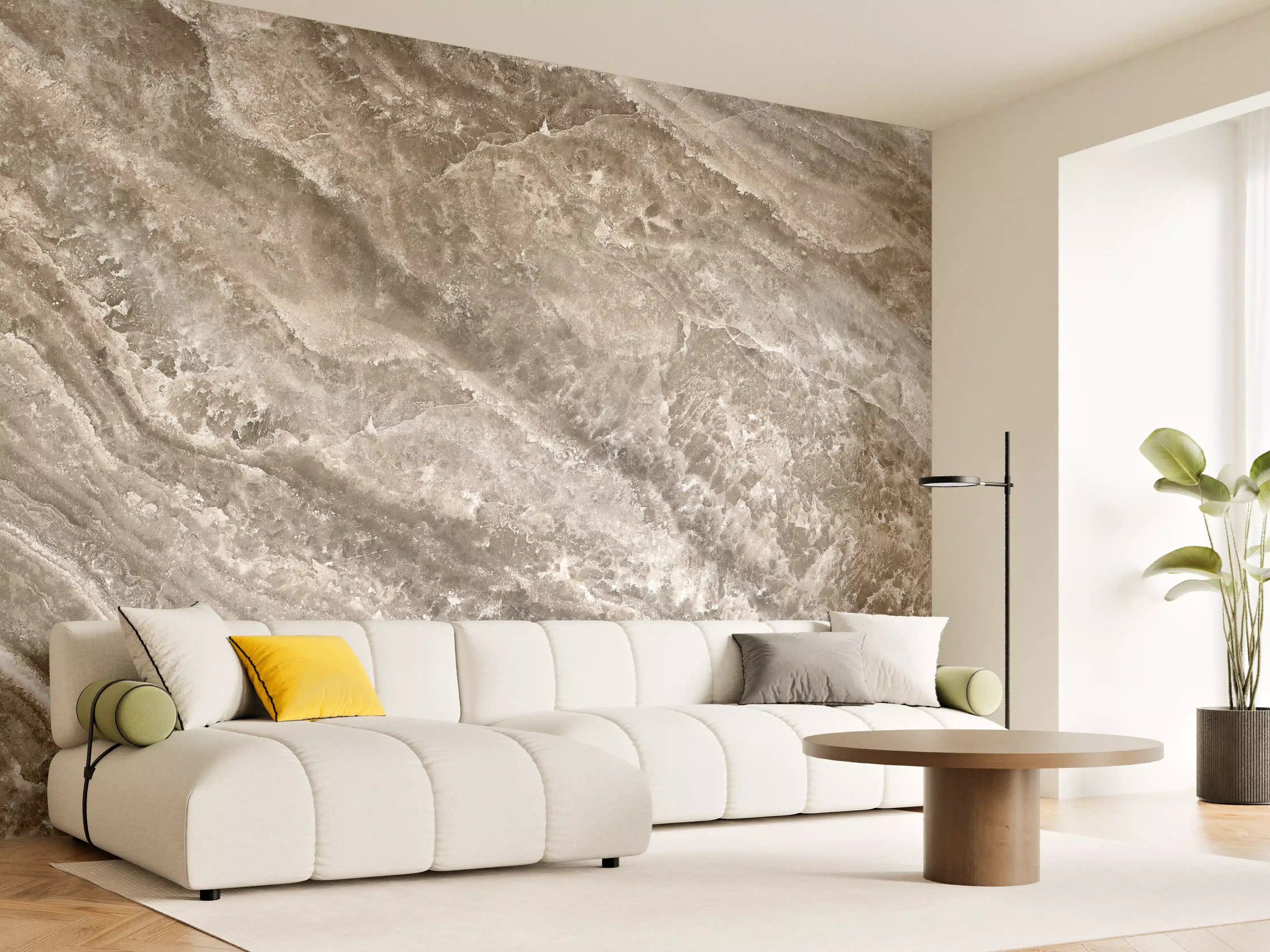 Wandverkleidung Wohnzimmer - Onyx Marmortextur