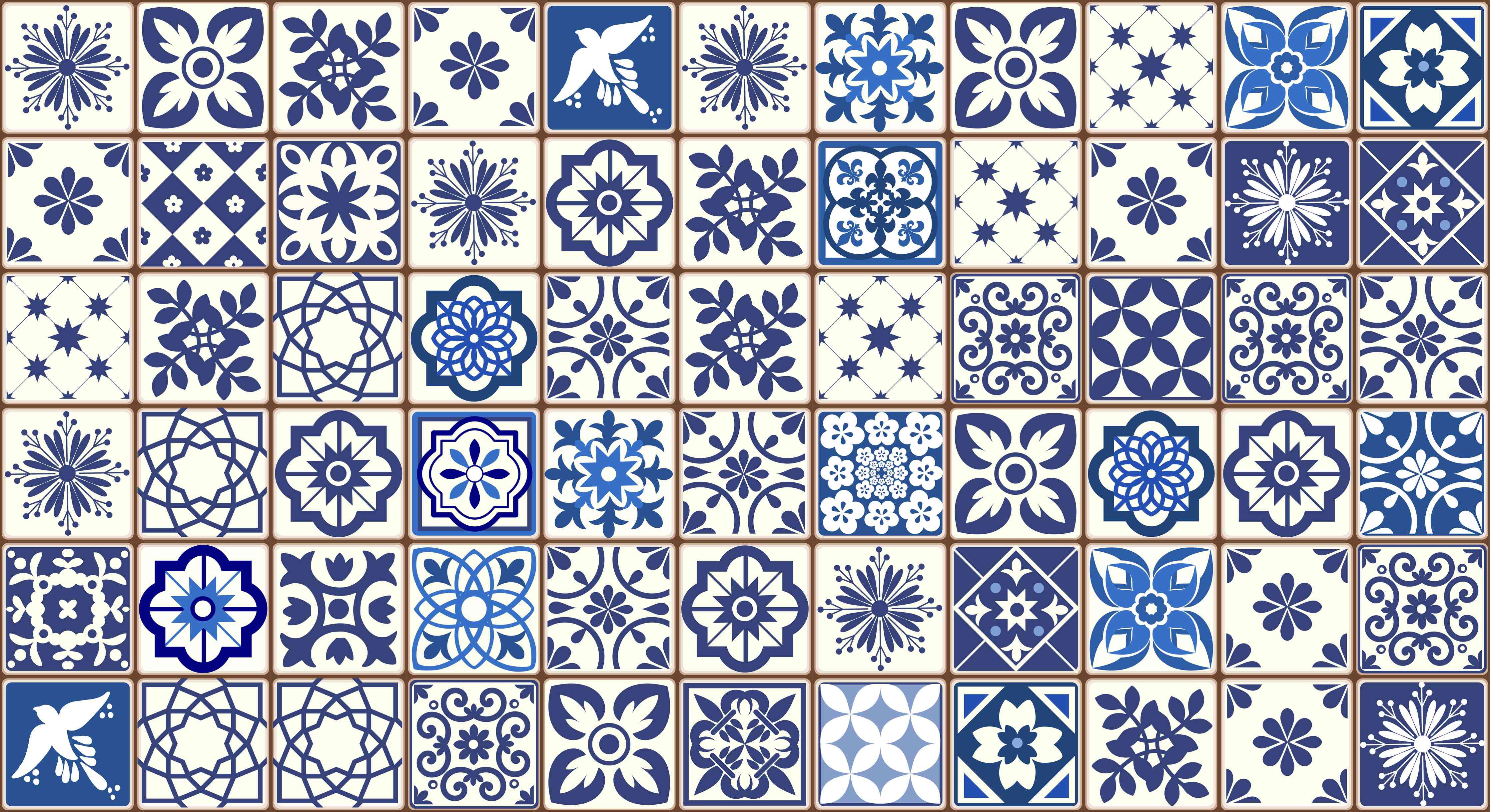 Wandverkleidung Wohnzimmer-Orientalische blaue Fliesen