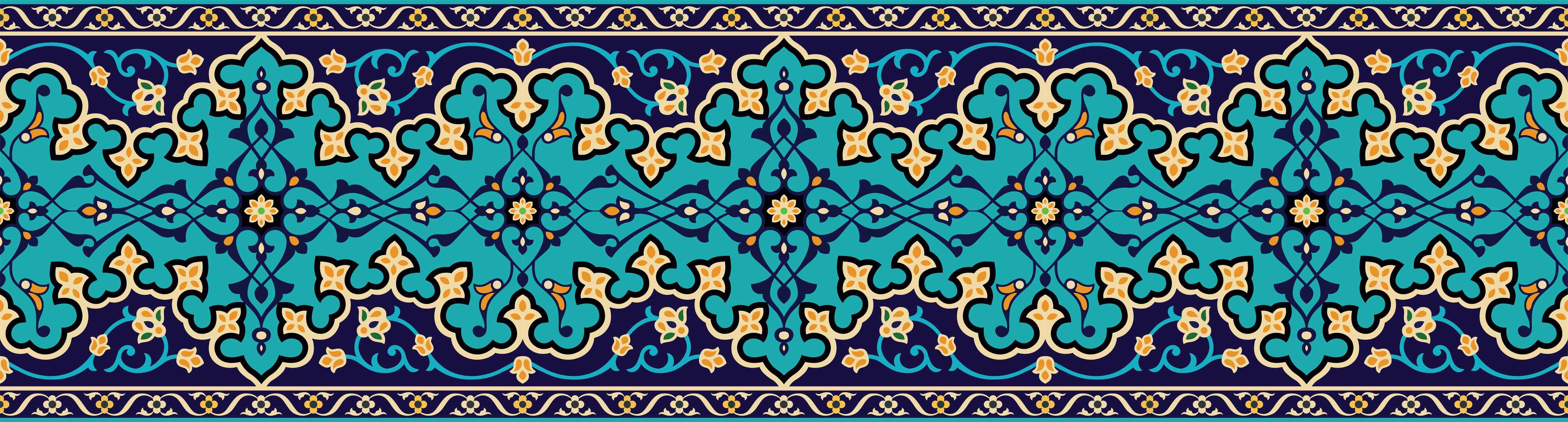 Wandverkleidung Wohnzimmer-Orientalisches Blau-Türkis Muster