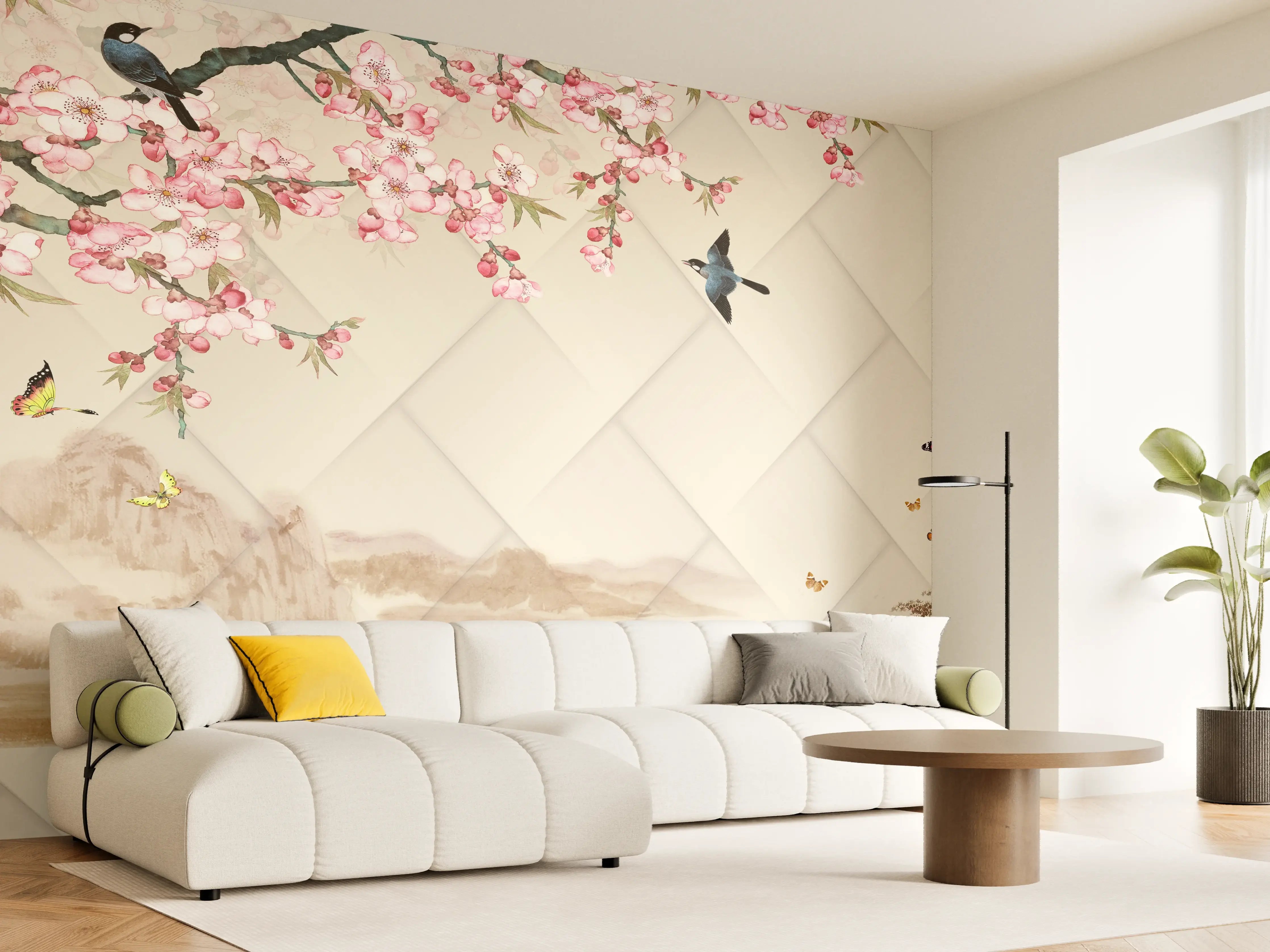 Wandverkleidung Wohnzimmer - Orientalisches Motiv - Frühling