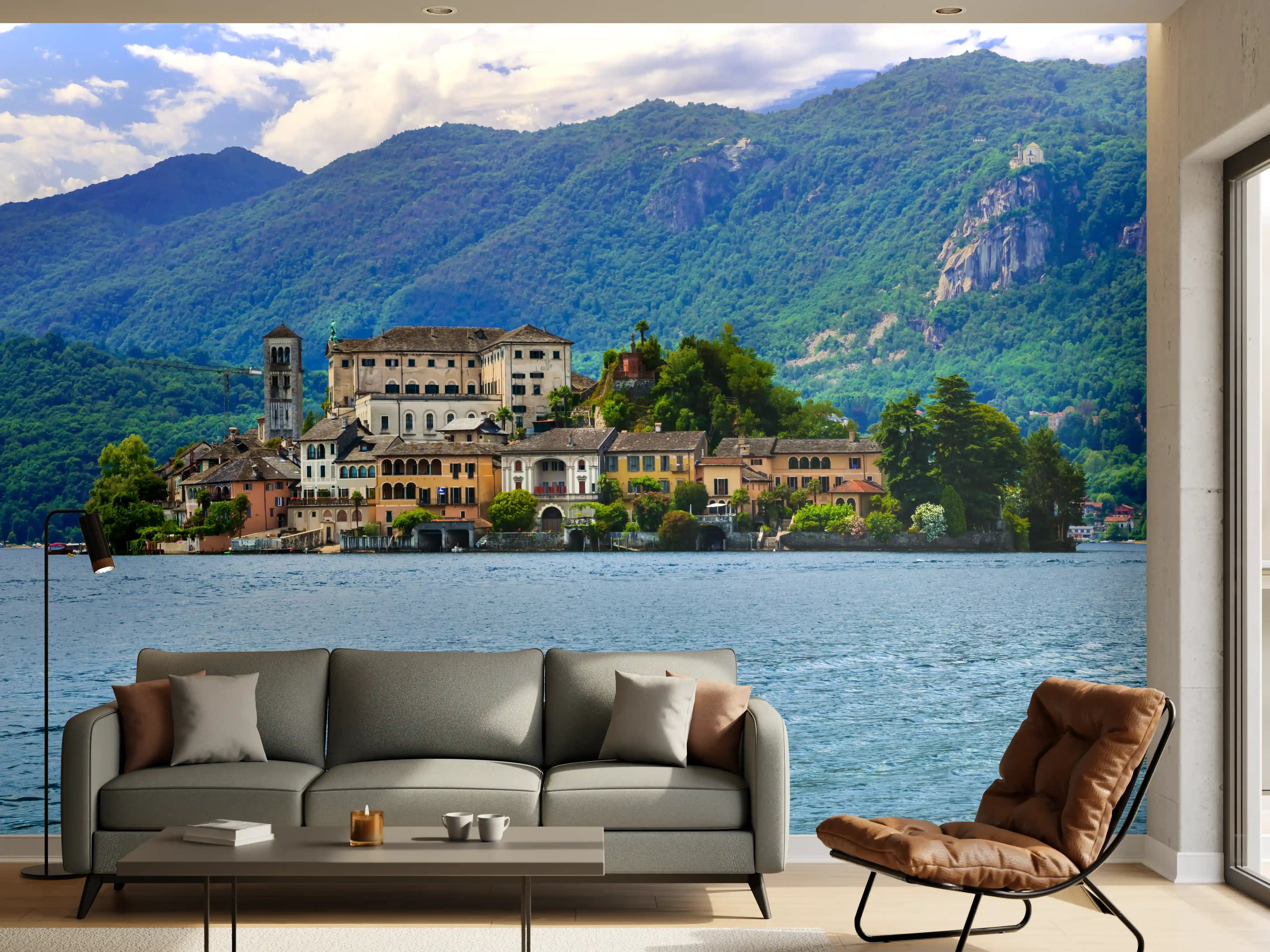 Wandverkleidung Wohnzimmer - Ortasee - Italien