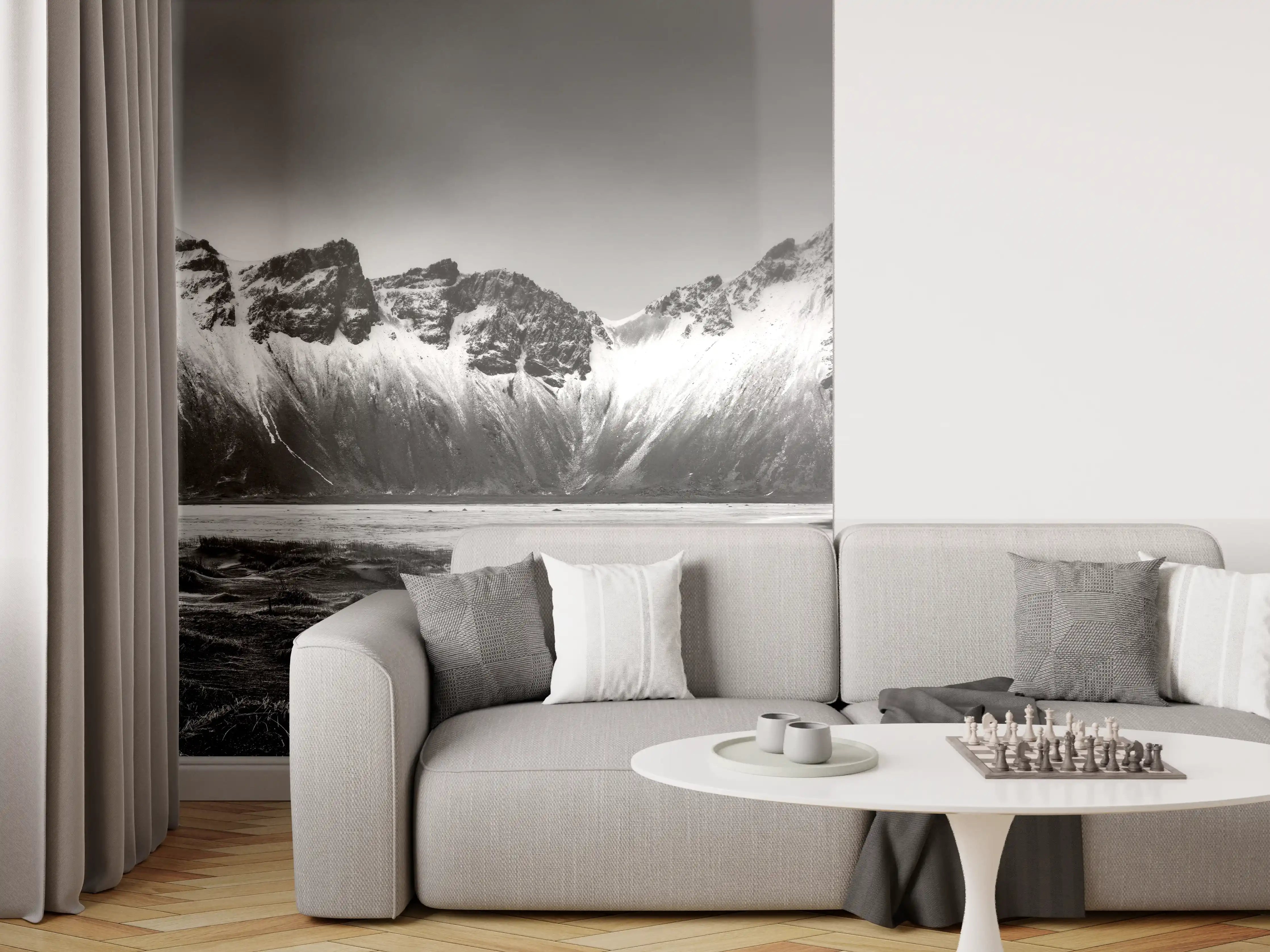 Wandverkleidung Wohnzimmer - Panorama - Bergkette Vestrahorn