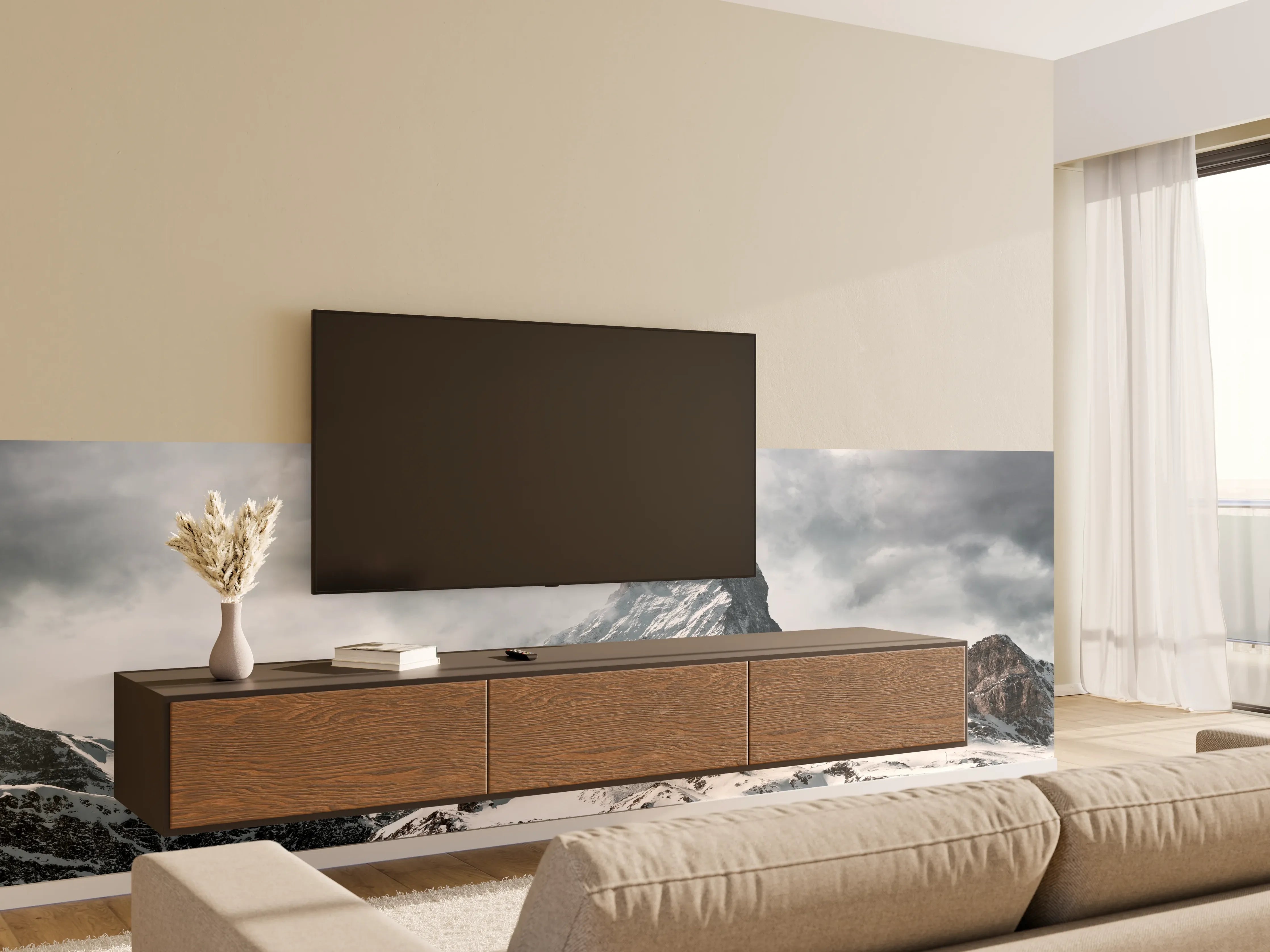 Wandverkleidung Wohnzimmer - Panorama - Majestätischer Matterhorn - Alpen