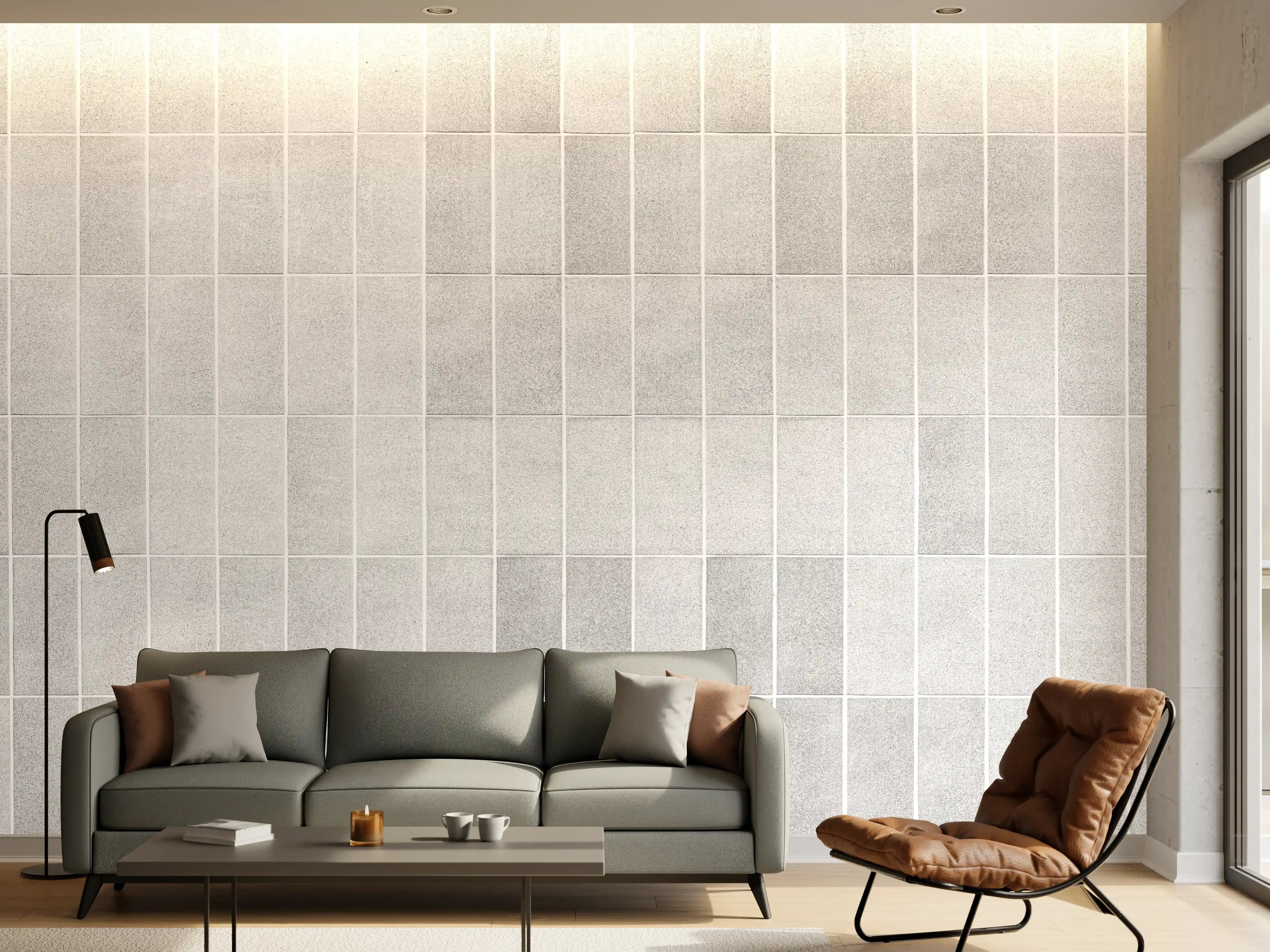 Wandverkleidung Wohnzimmer - Panorama - Vintage weißen Fliesen