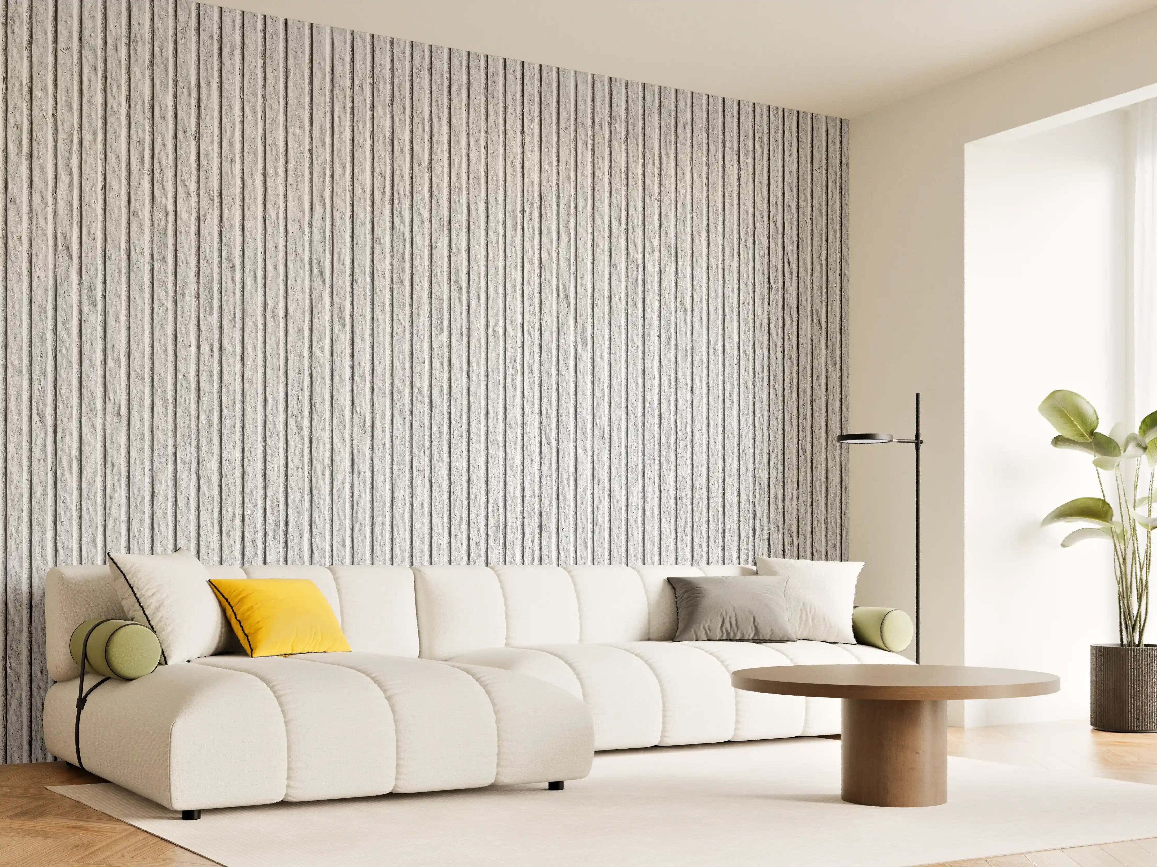 Wandverkleidung Wohnzimmer - Panorama - moderne Zementwand