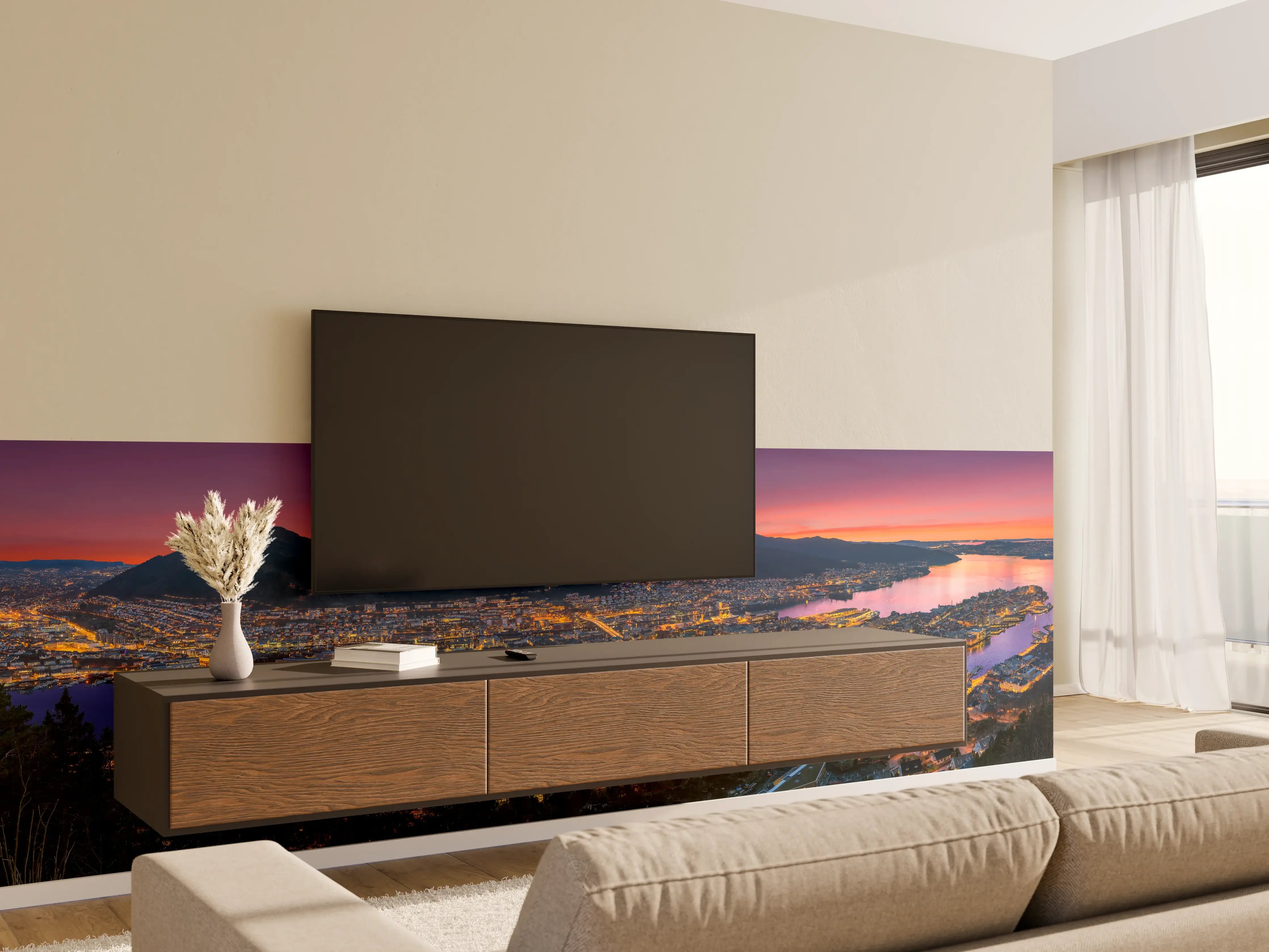 Wandverkleidung Wohnzimmer - Panorama Floyen - Norwegen
