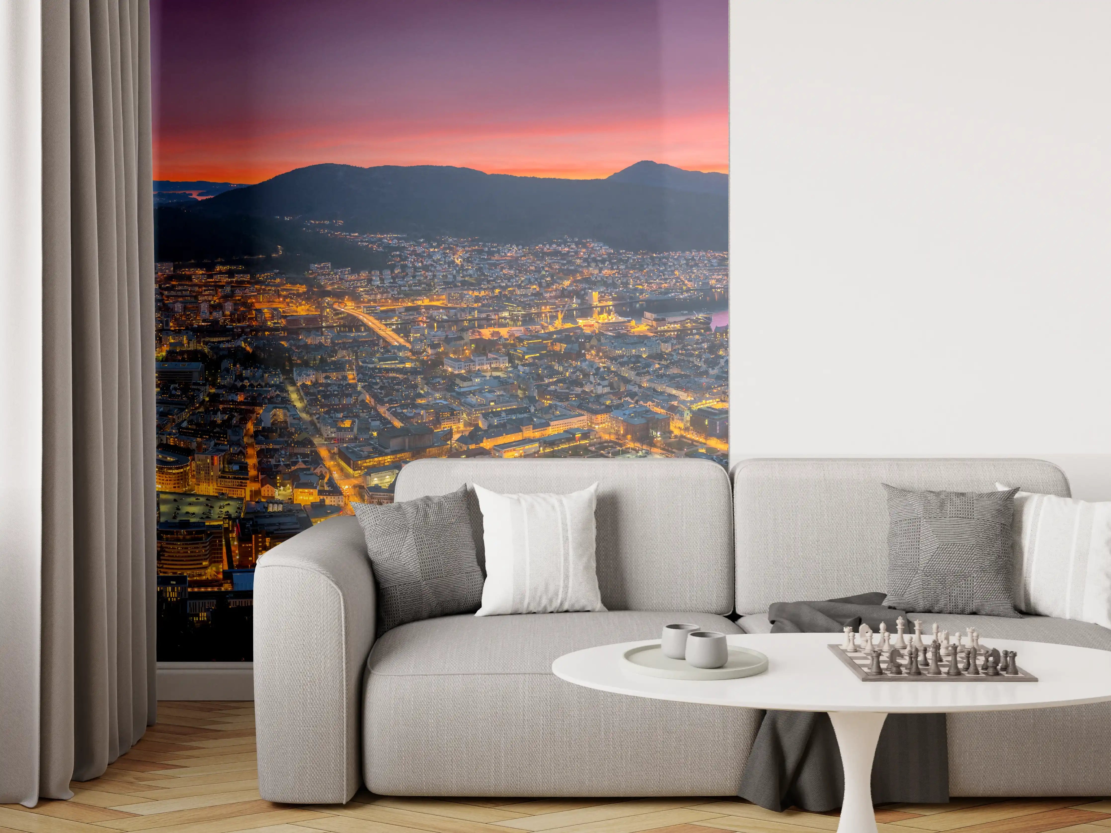 Wandverkleidung Wohnzimmer - Panorama Floyen - Norwegen
