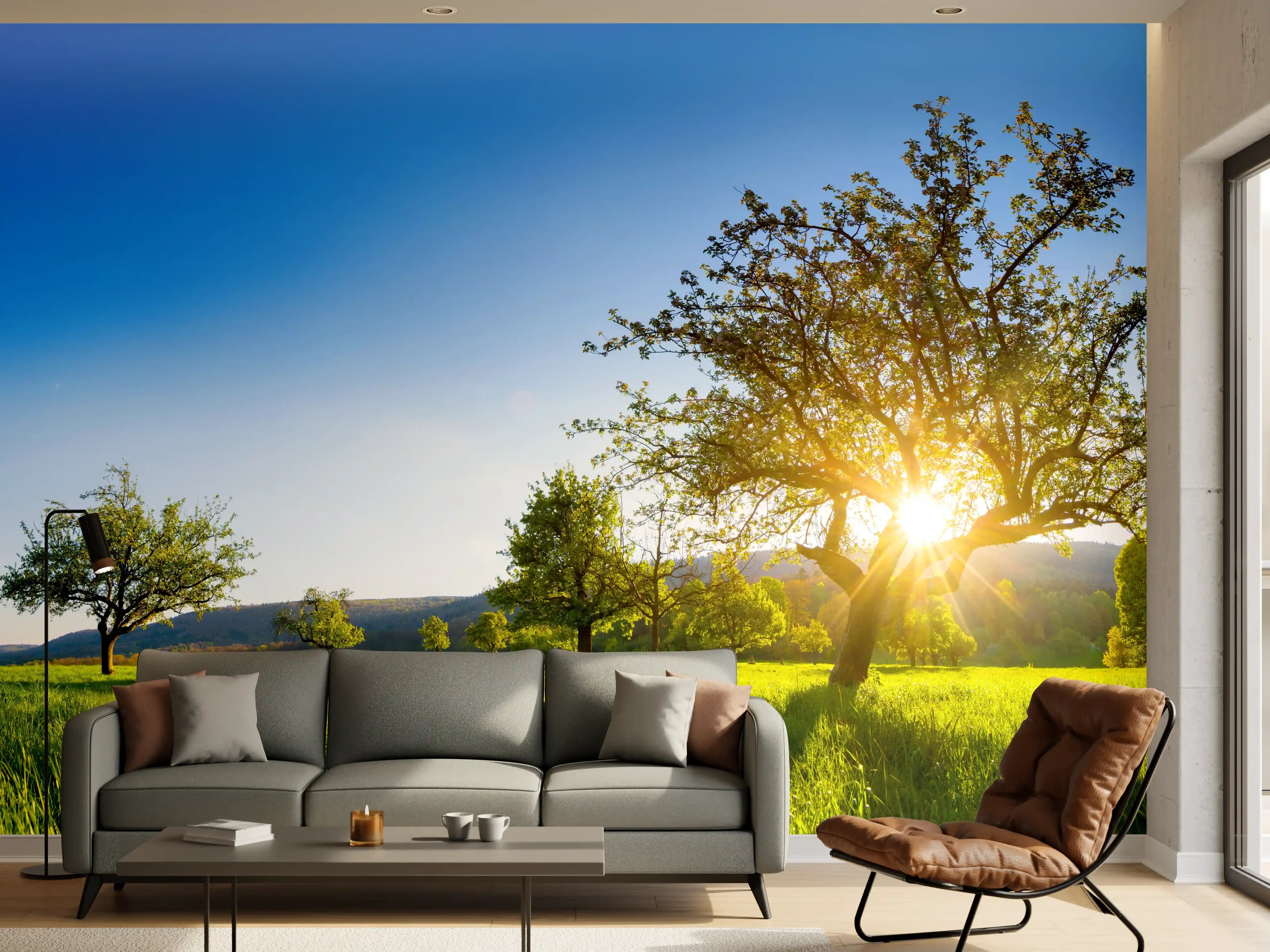 Wandverkleidung Wohnzimmer - Panorama Ländliche Idylle