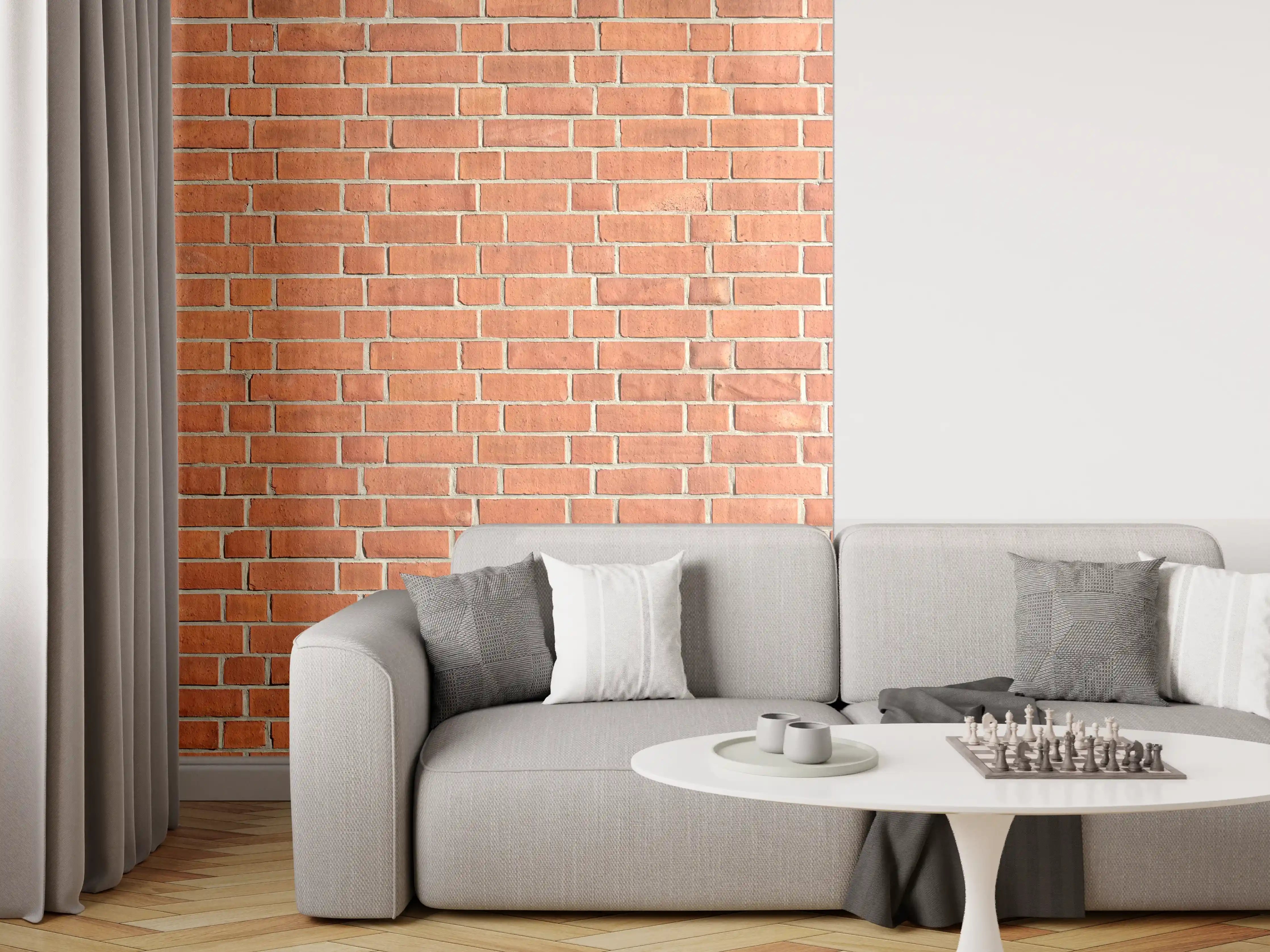 Wandverkleidung Wohnzimmer - Panorama Rote Ziegelwand