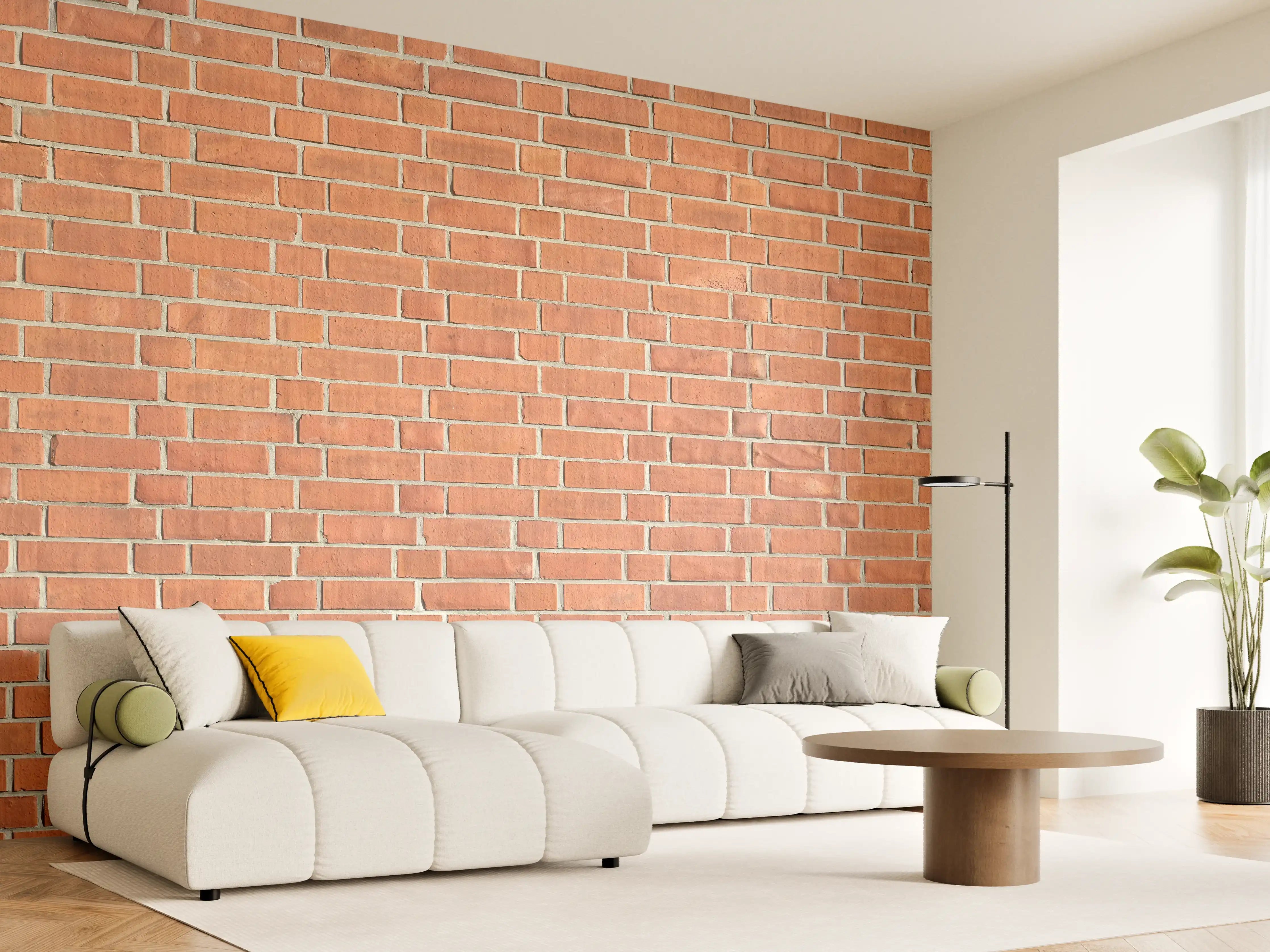 Wandverkleidung Wohnzimmer - Panorama Rote Ziegelwand