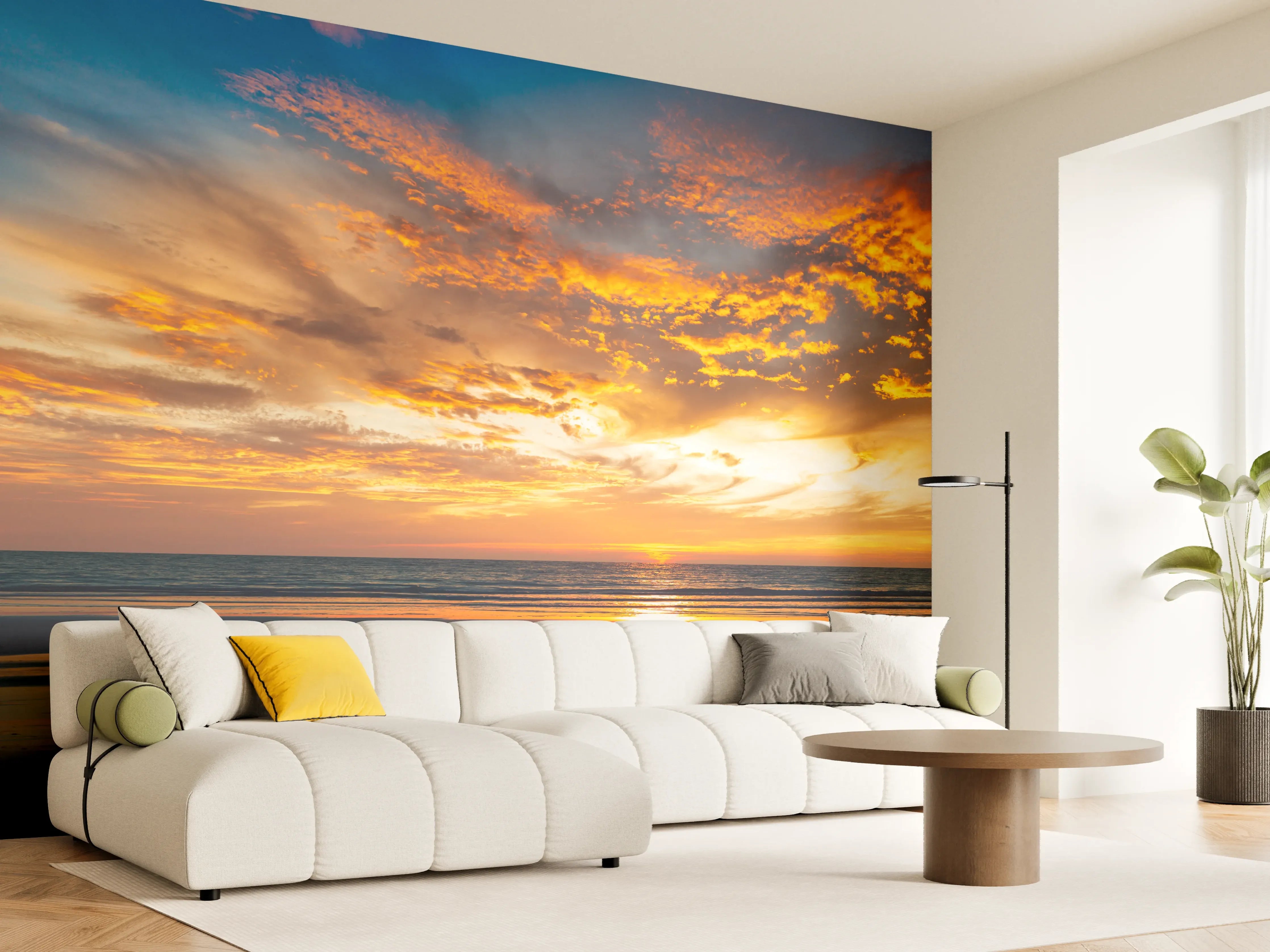 Wandverkleidung Wohnzimmer - Panorama Sonnenuntergang am Meer