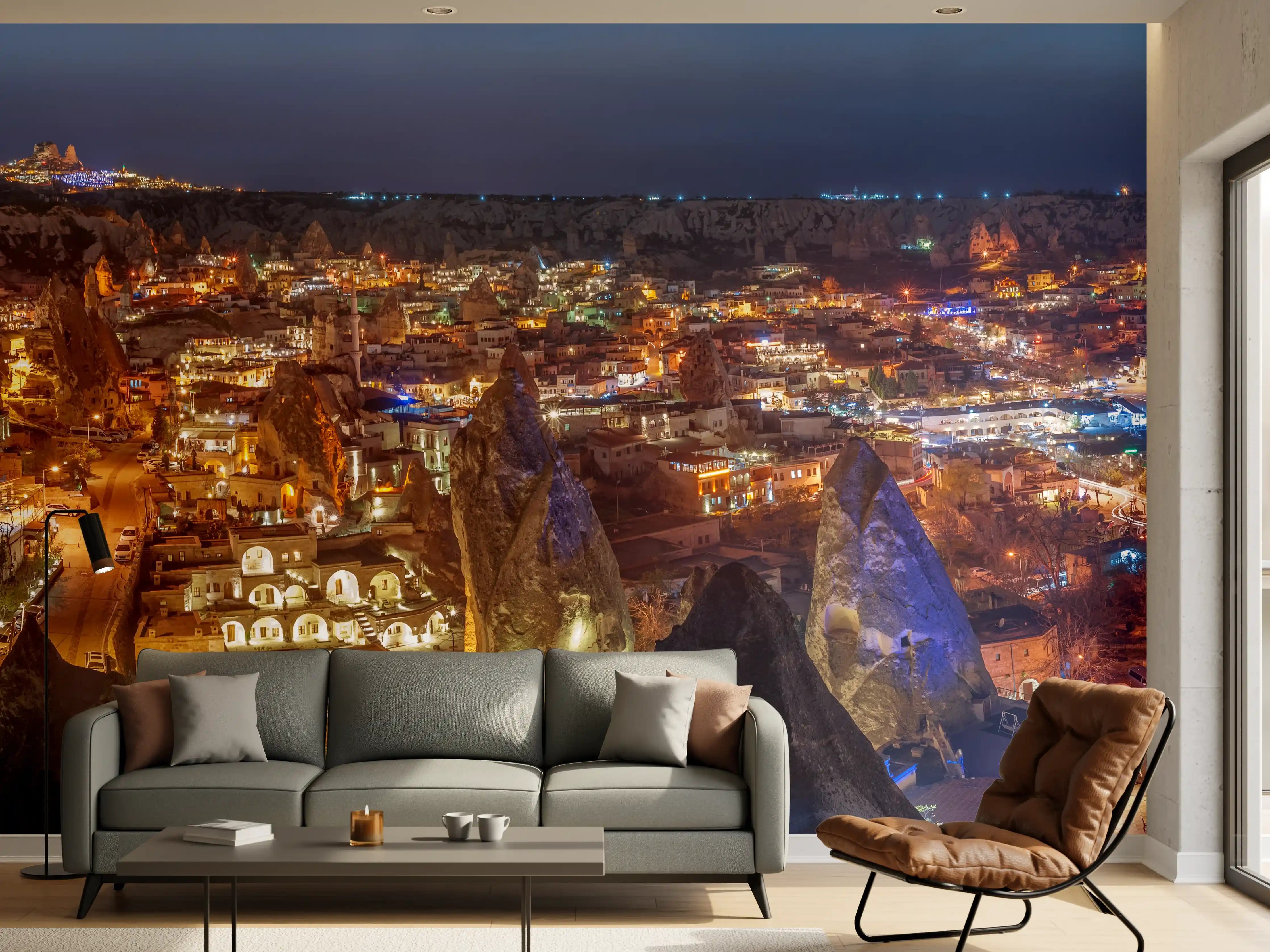 Wandverkleidung Wohnzimmer - Panorama auf Göreme - Kapadokien