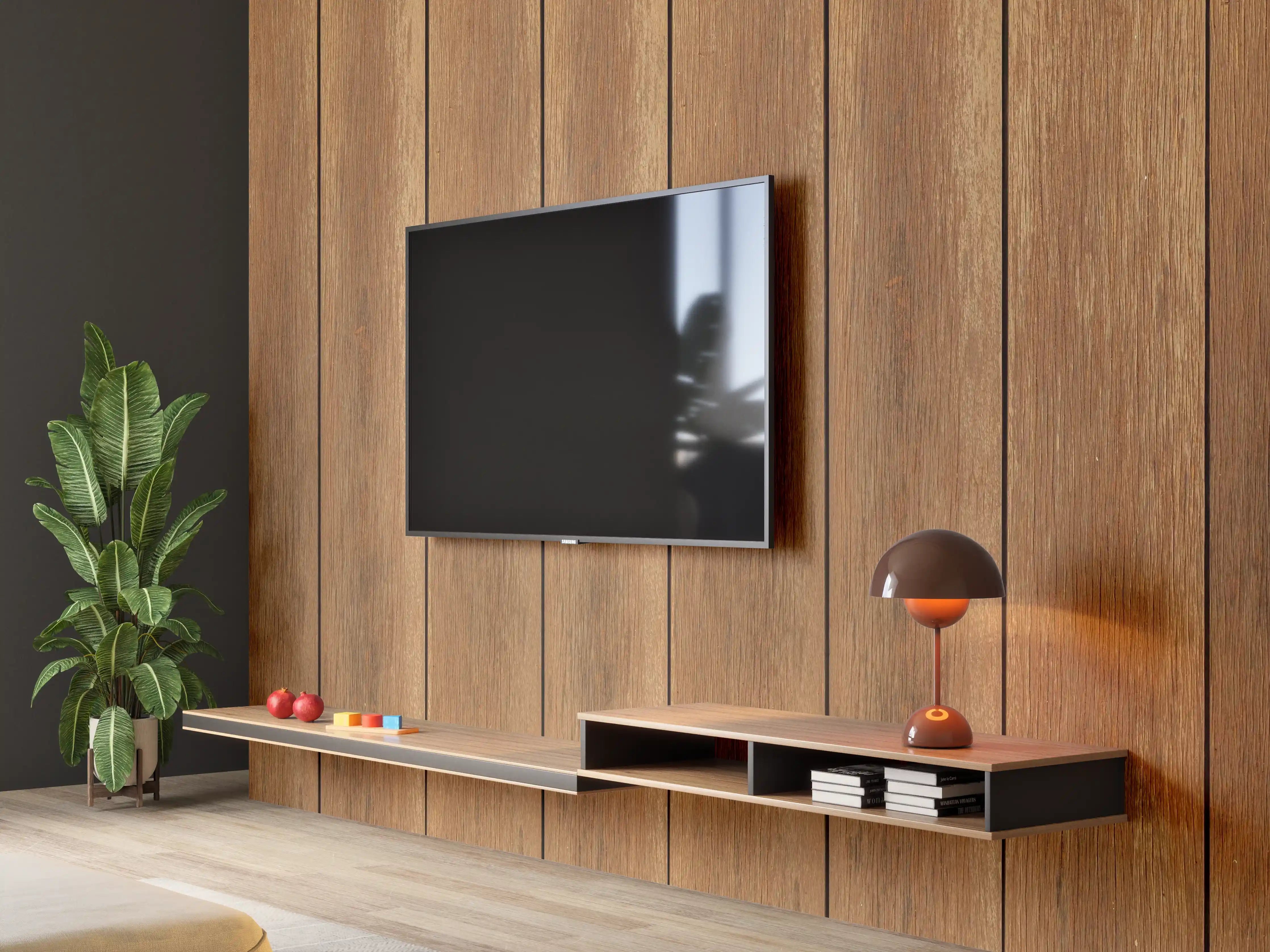 Wandverkleidung Wohnzimmer - Panorama der braunen Vintage Holzwand