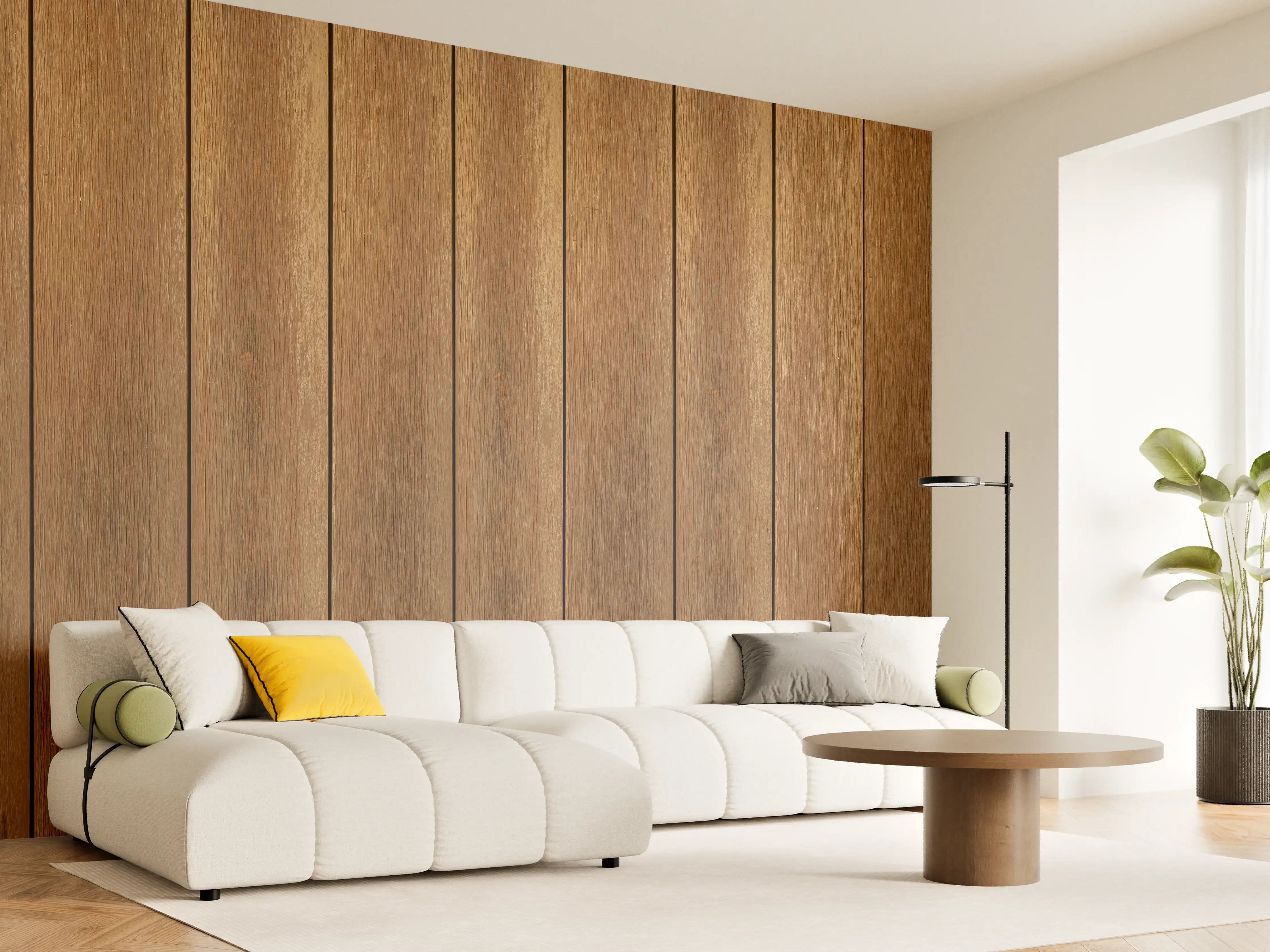 Wandverkleidung Wohnzimmer - Panorama der braunen Vintage Holzwand