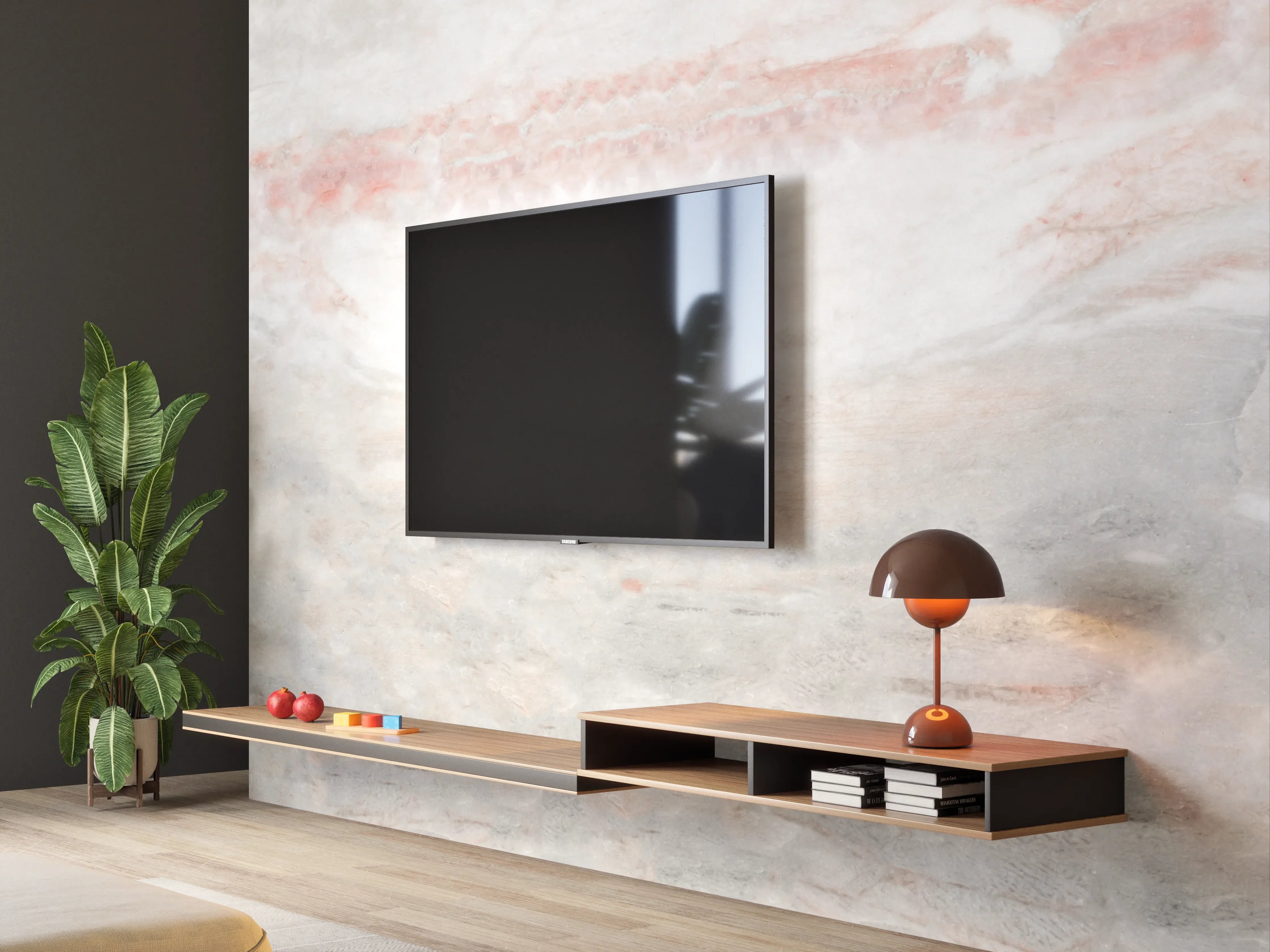 Wandverkleidung Wohnzimmer - Panorama der grauen Marmor Textur