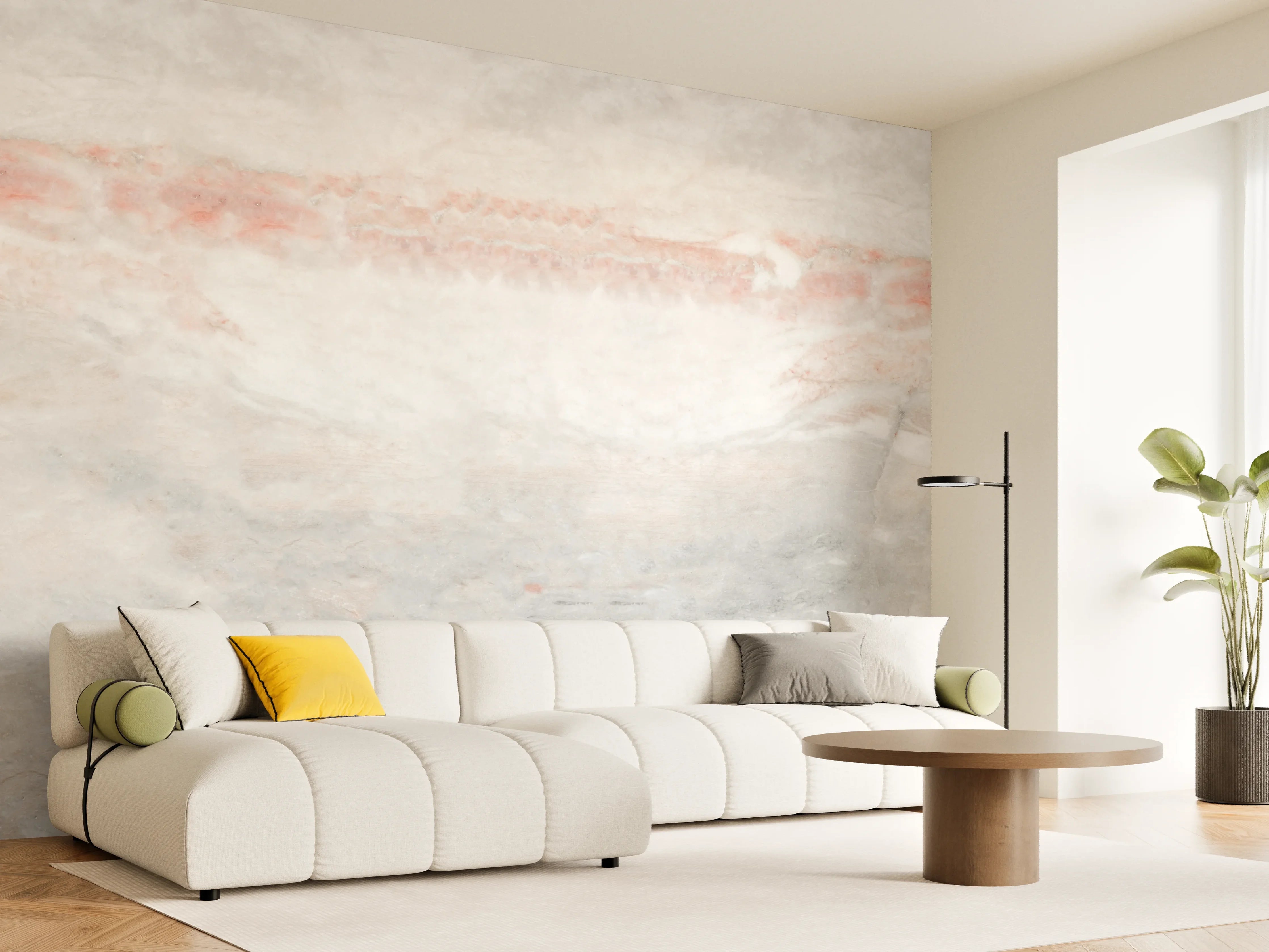 Wandverkleidung Wohnzimmer - Panorama der grauen Marmor Textur