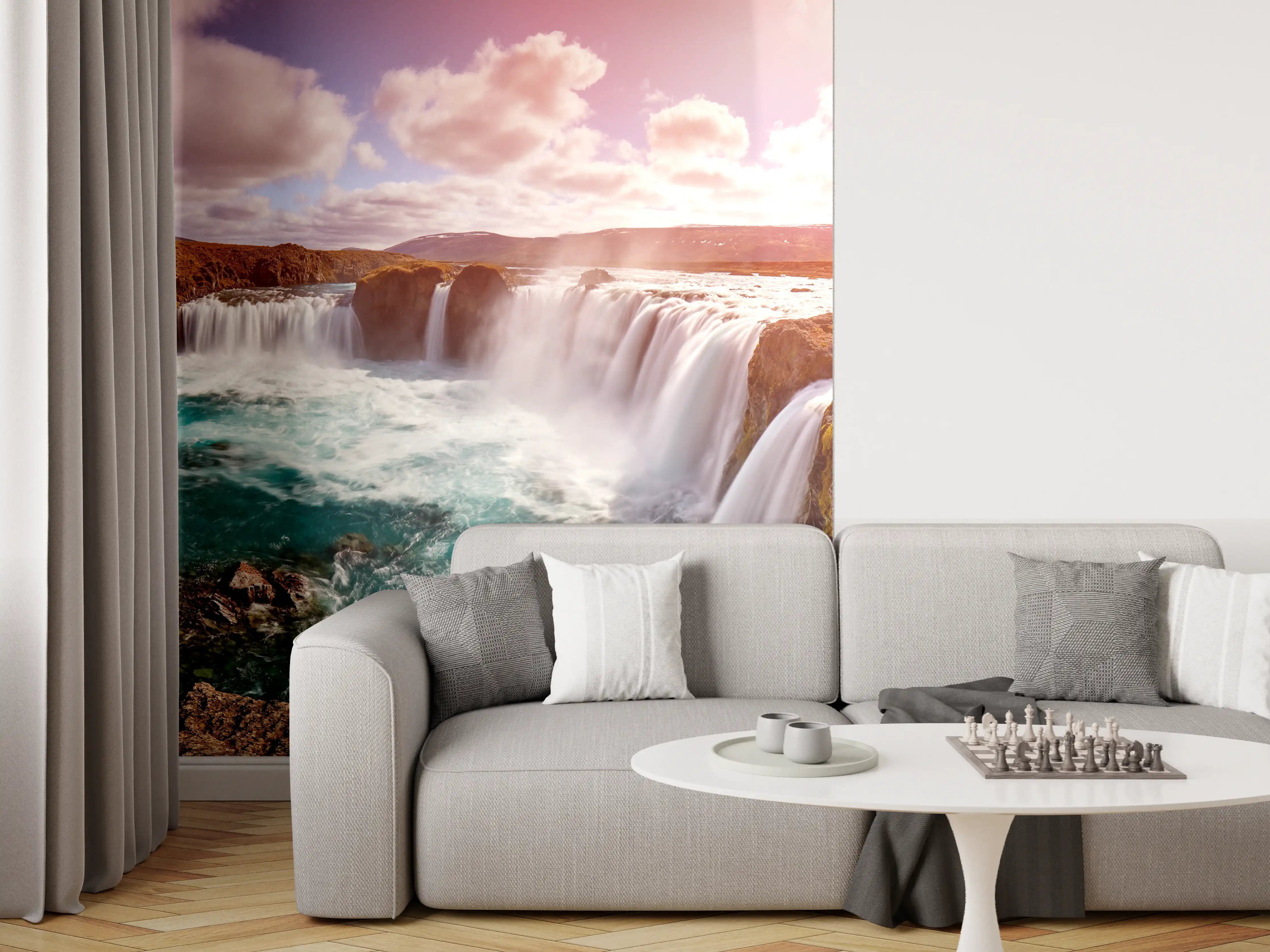 Wandverkleidung Wohnzimmer - Panorama des Goldenen Rings von Island - Vintage