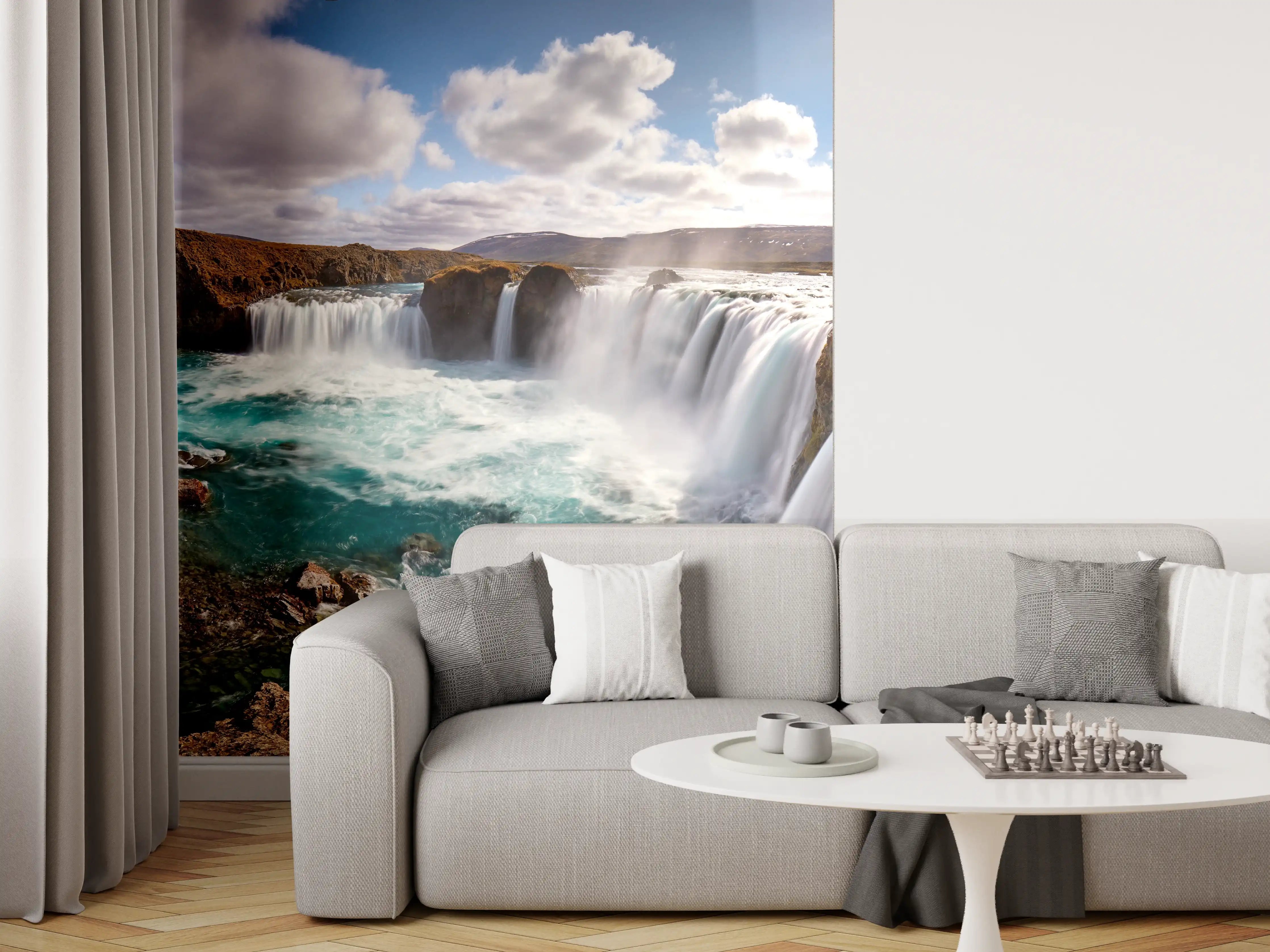 Wandverkleidung Wohnzimmer - Panorama des Goldenen Rings von Island