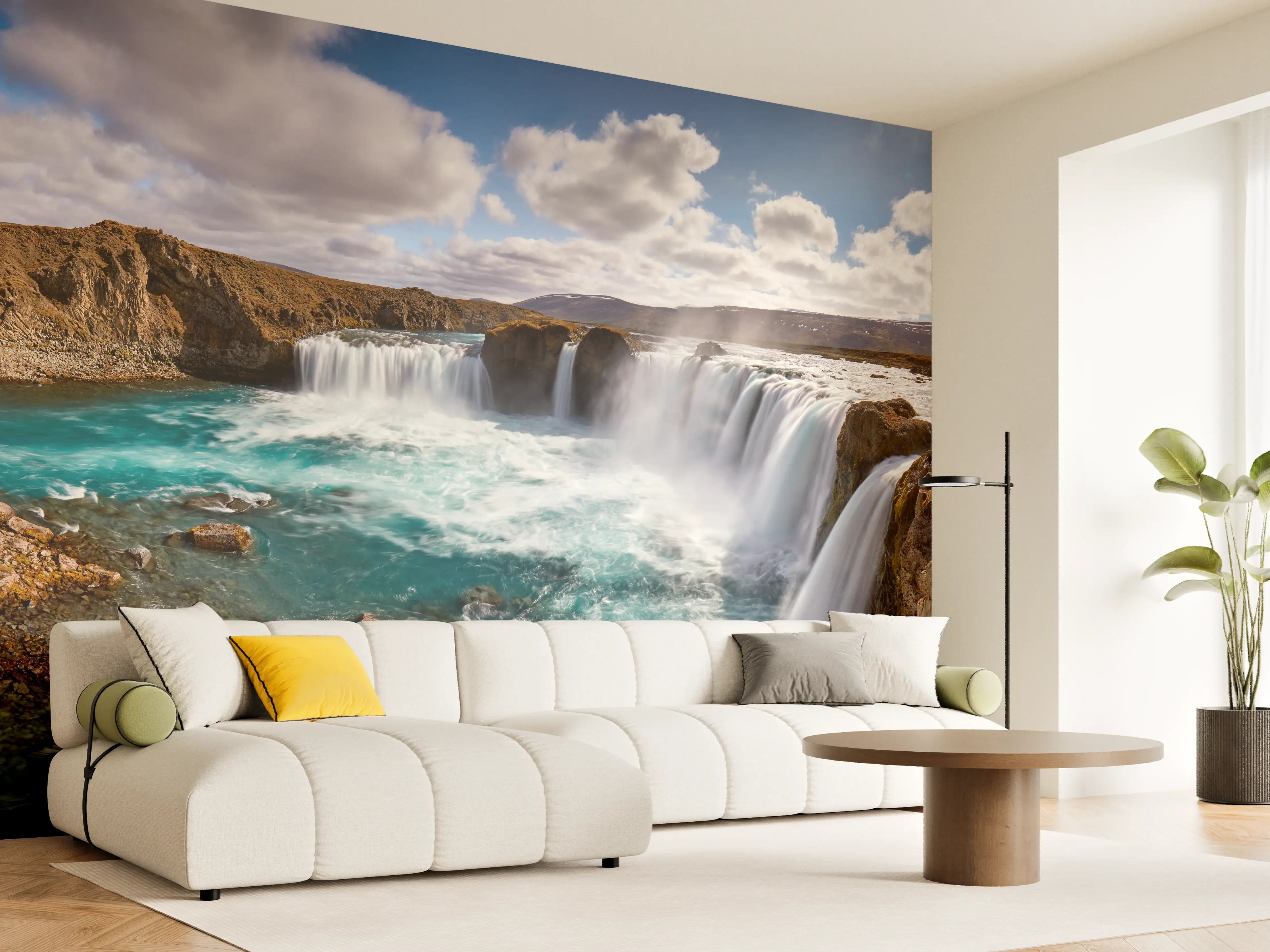 Wandverkleidung Wohnzimmer - Panorama des Goldenen Rings von Island