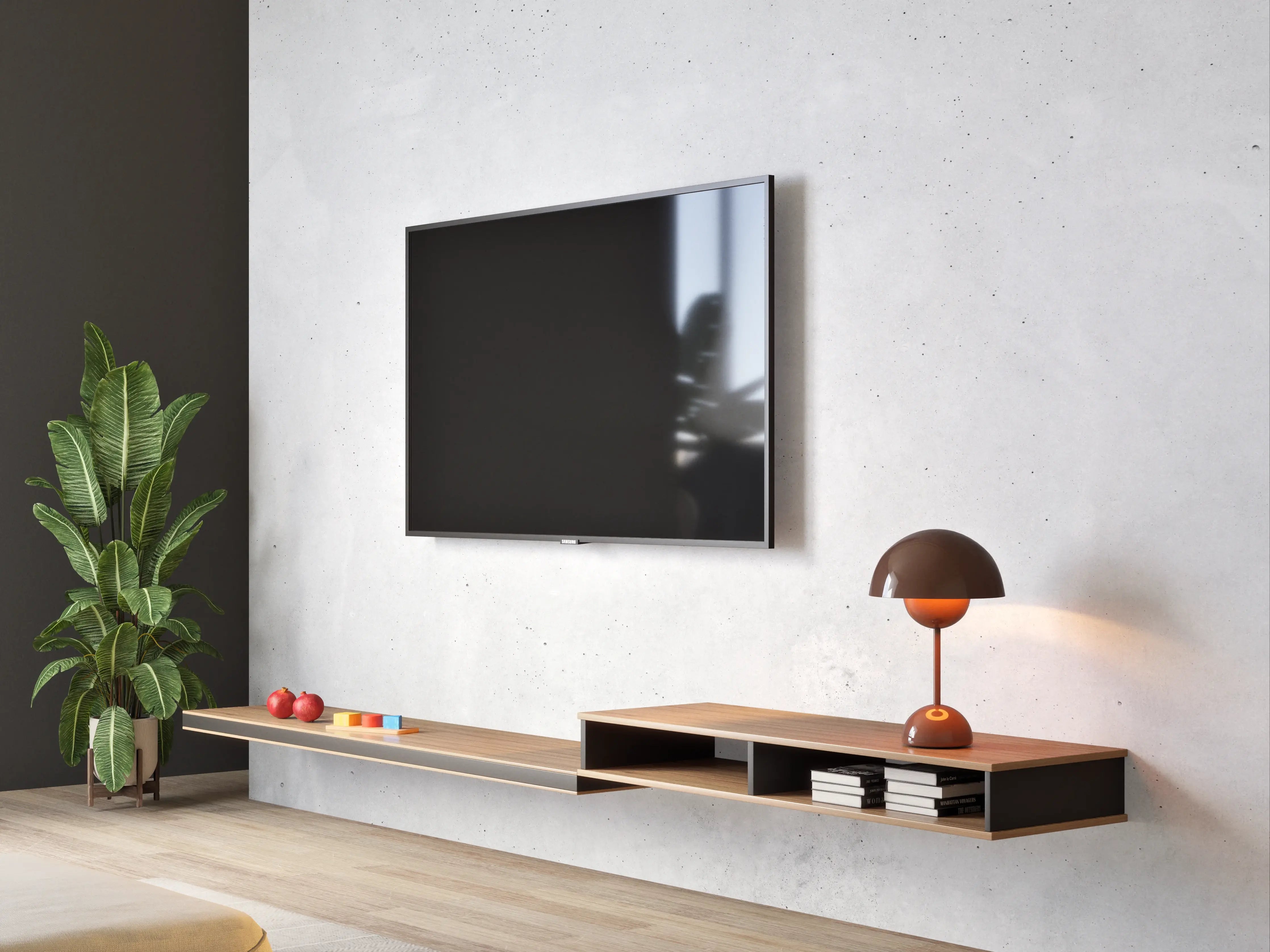 Wandverkleidung Wohnzimmer - Panorama einer glatten grauen Betonwand