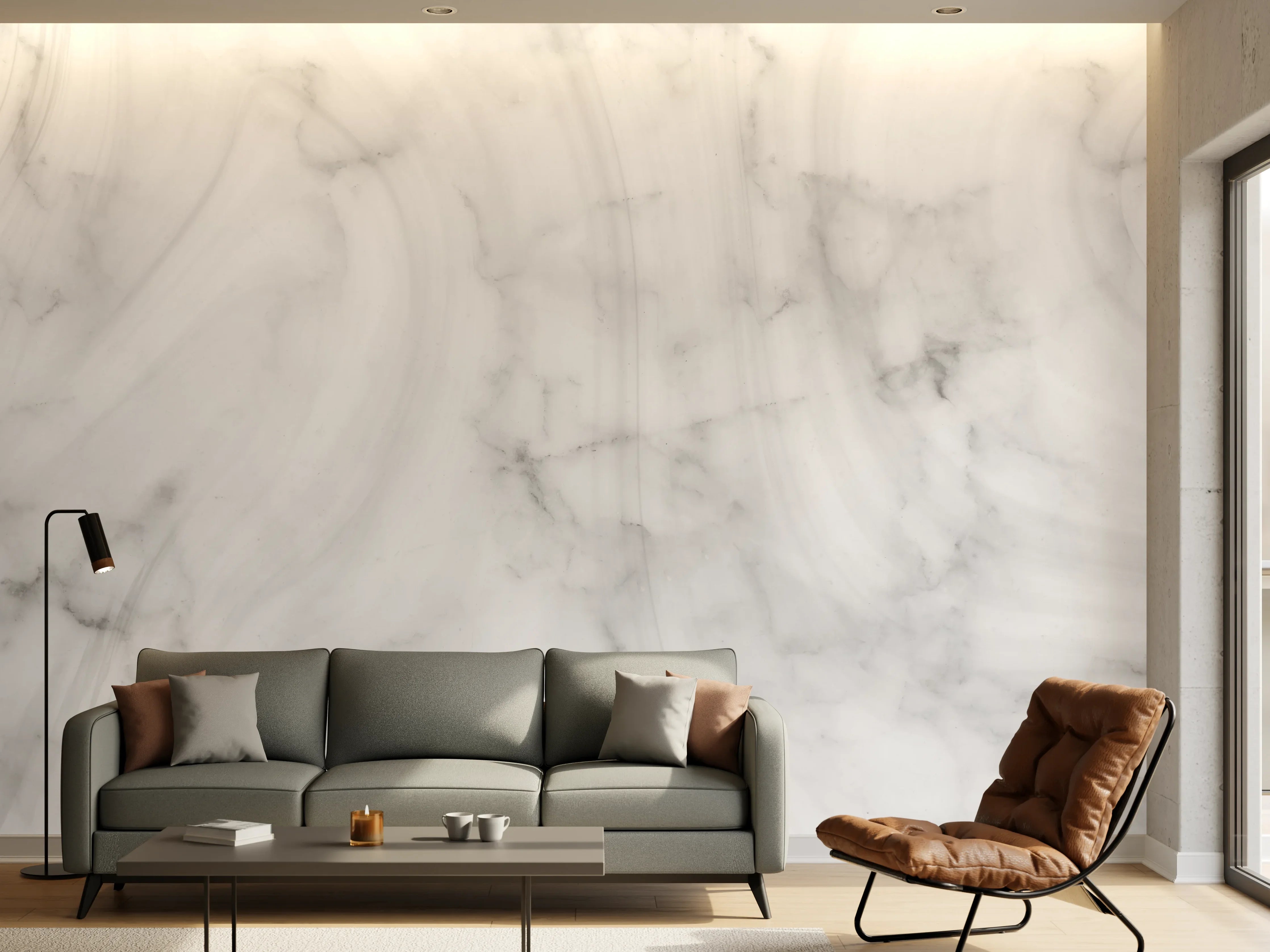 Wandverkleidung Wohnzimmer - Panorama grauer Marmor Hintergrund